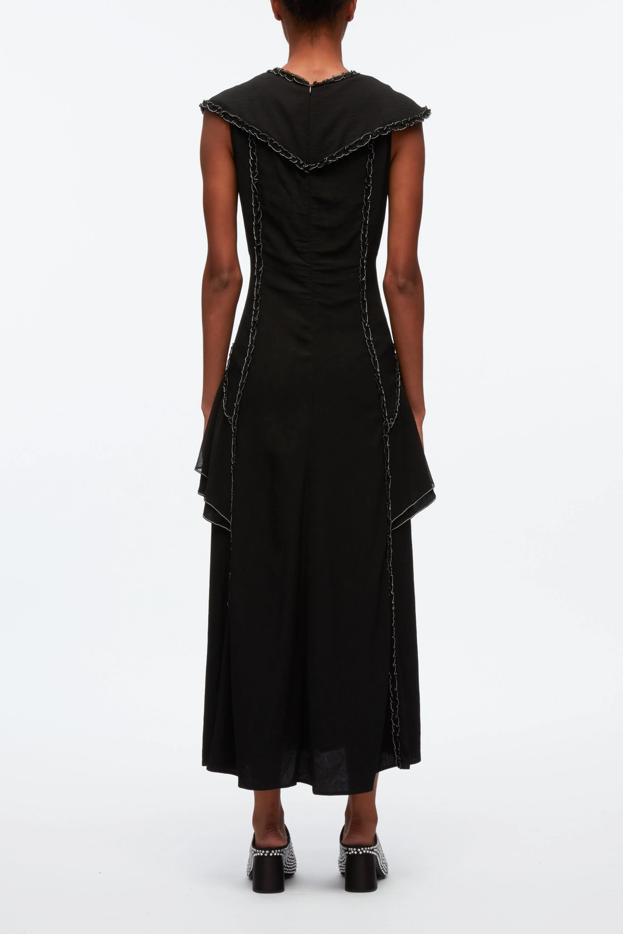 Ruffle Dress With Contrast Topstitch - Image 4