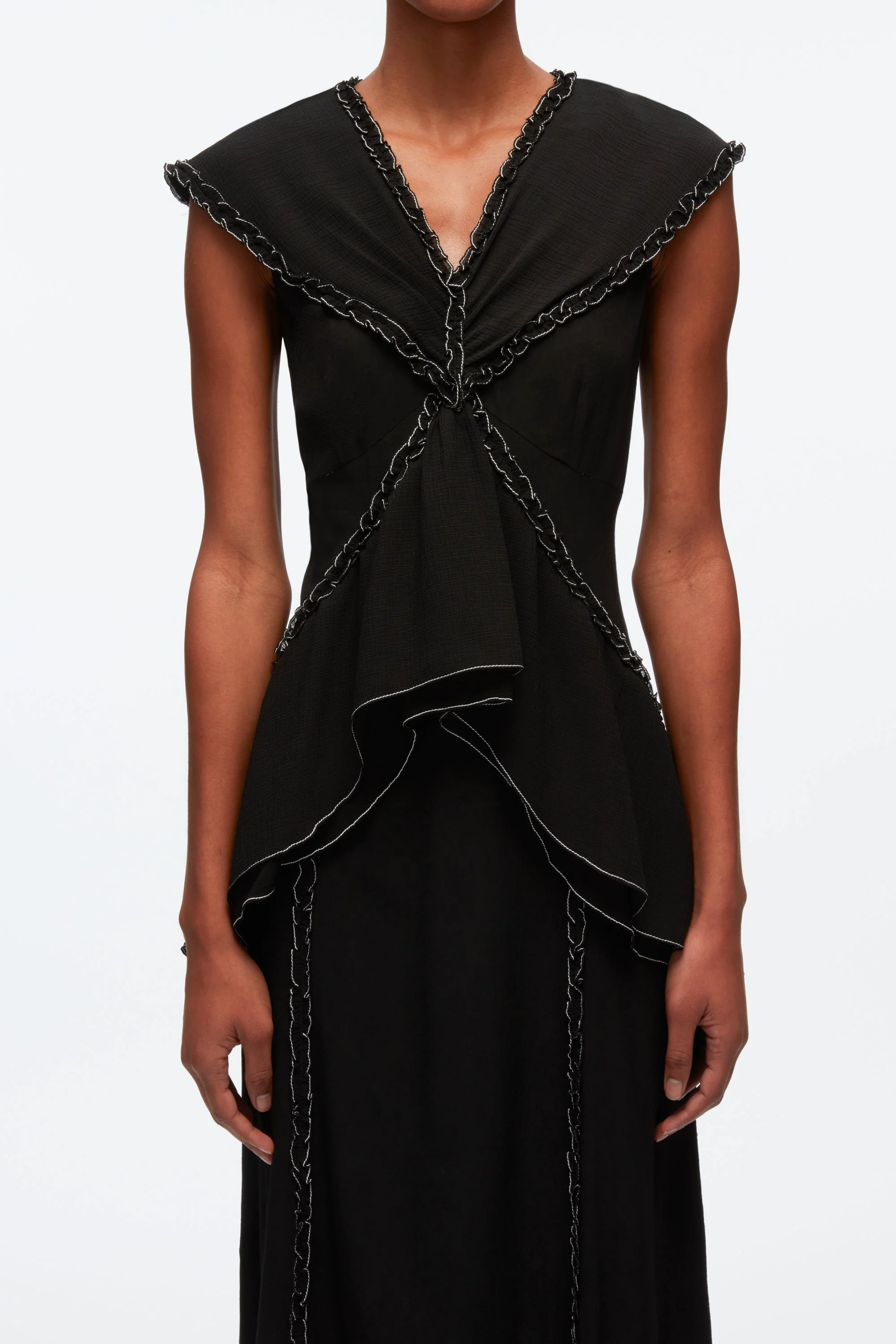 Ruffle Dress With Contrast Topstitch - Image 5