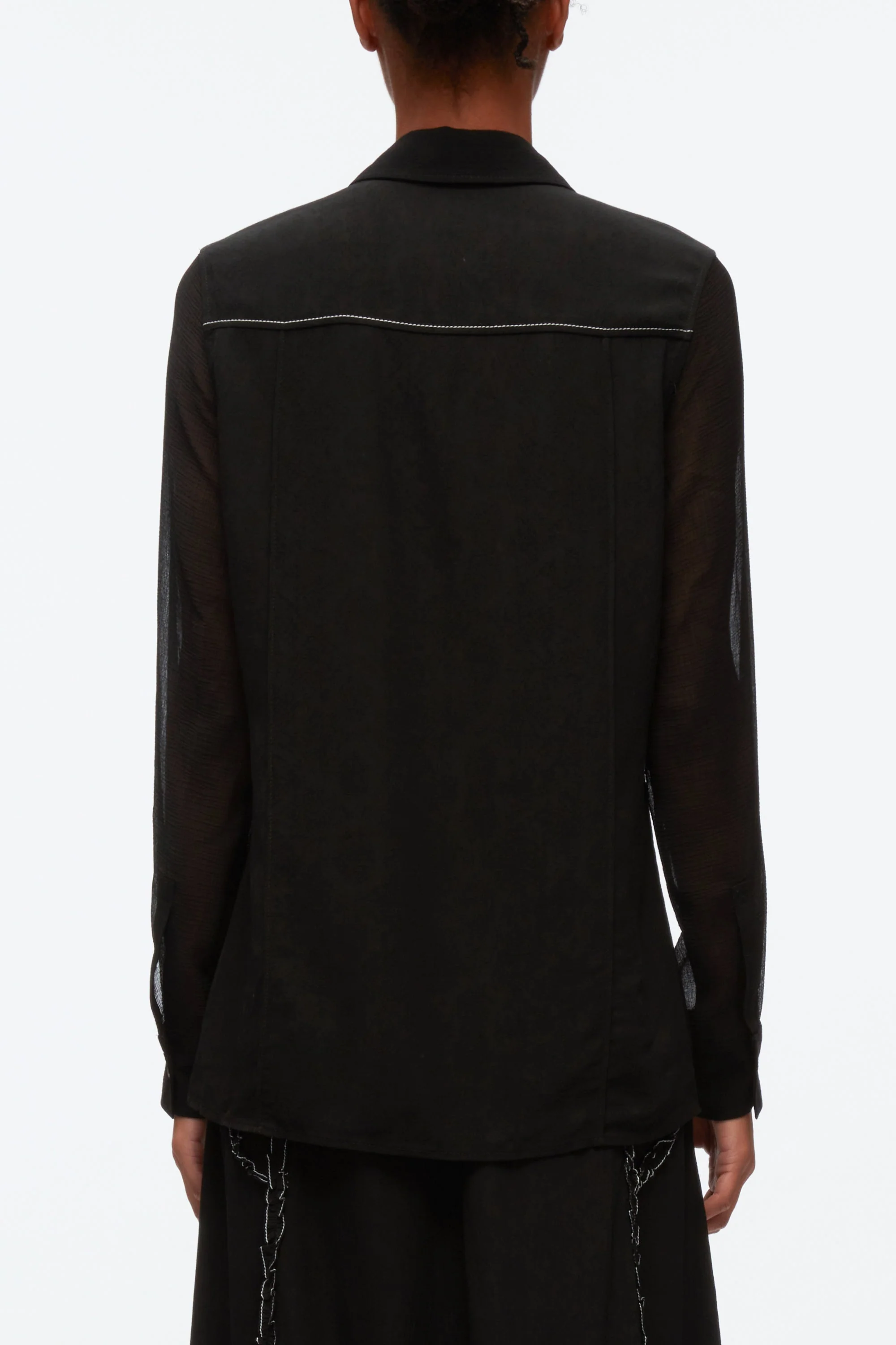 Ruffle Shirt With Contrast Stitching - Image 4