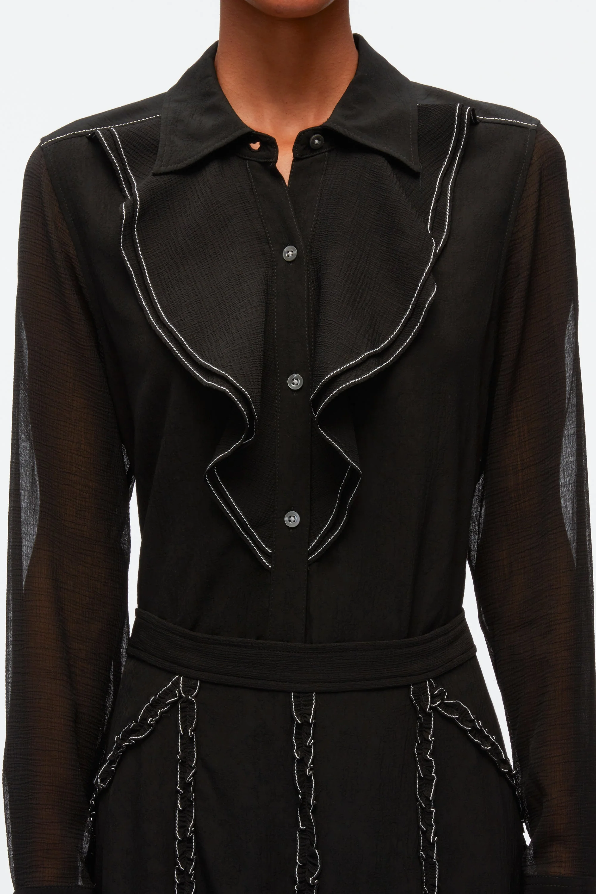 Ruffle Shirt With Contrast Stitching - Image 5