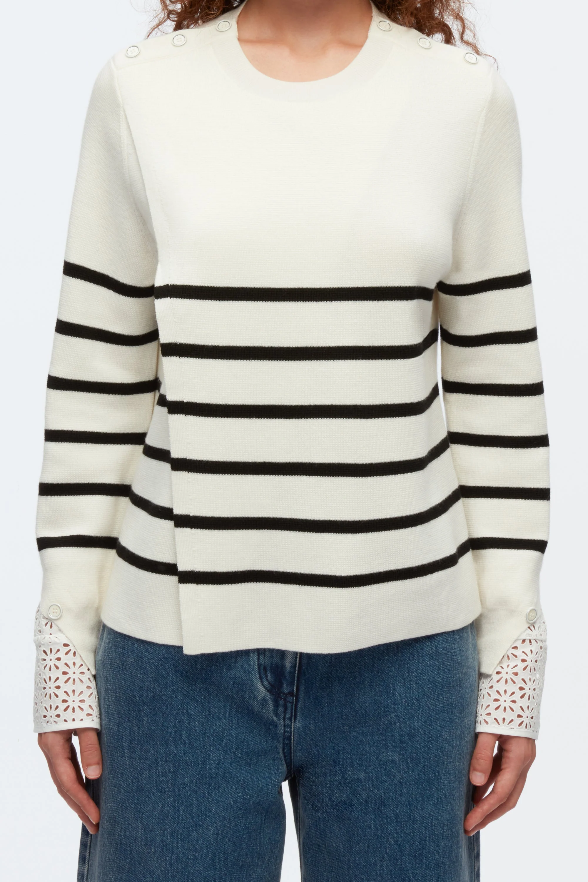Sailor Stripe Pullover With Lace Cuffs - Image 3