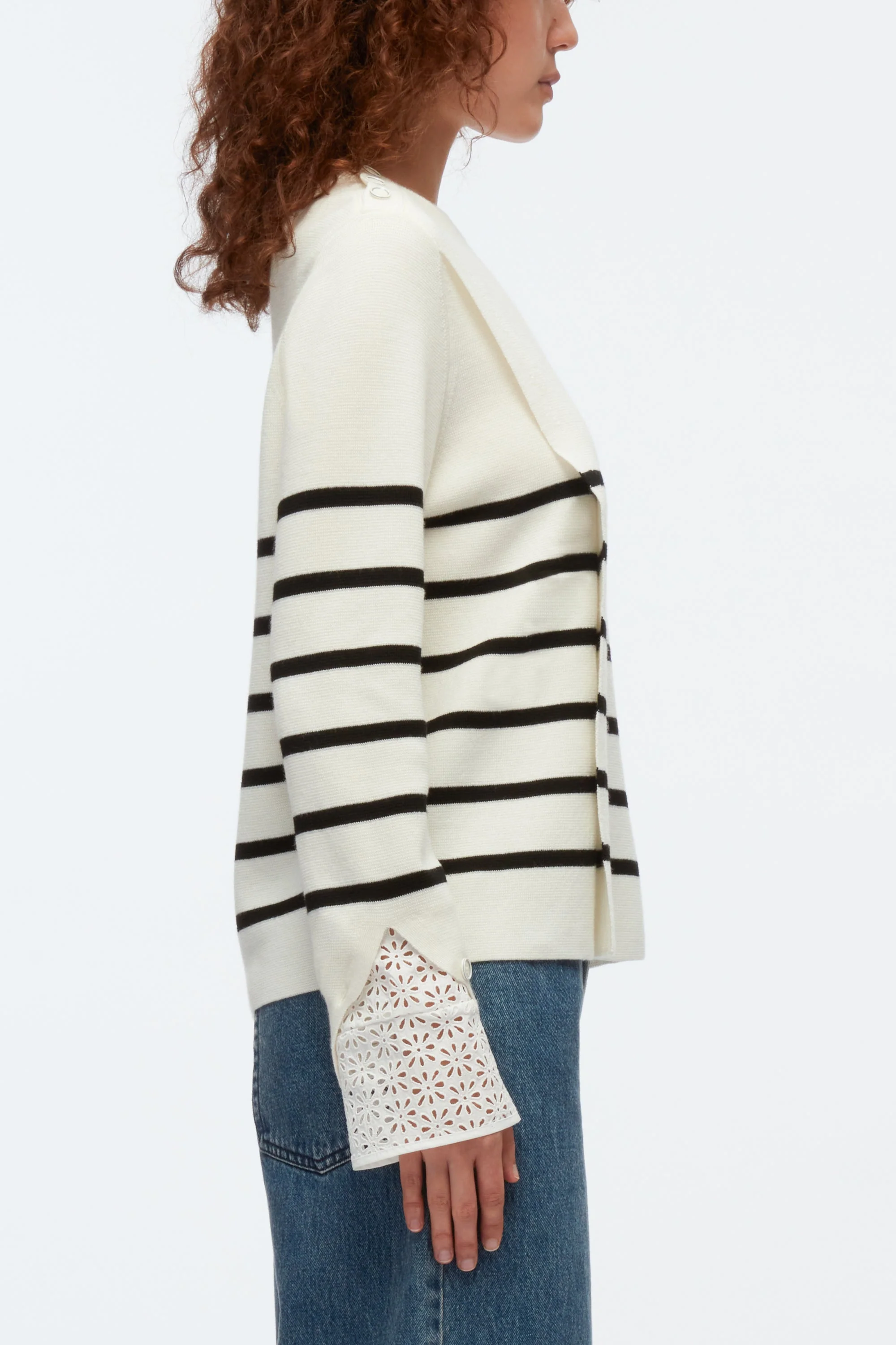 Sailor Stripe Pullover With Lace Cuffs - Image 4