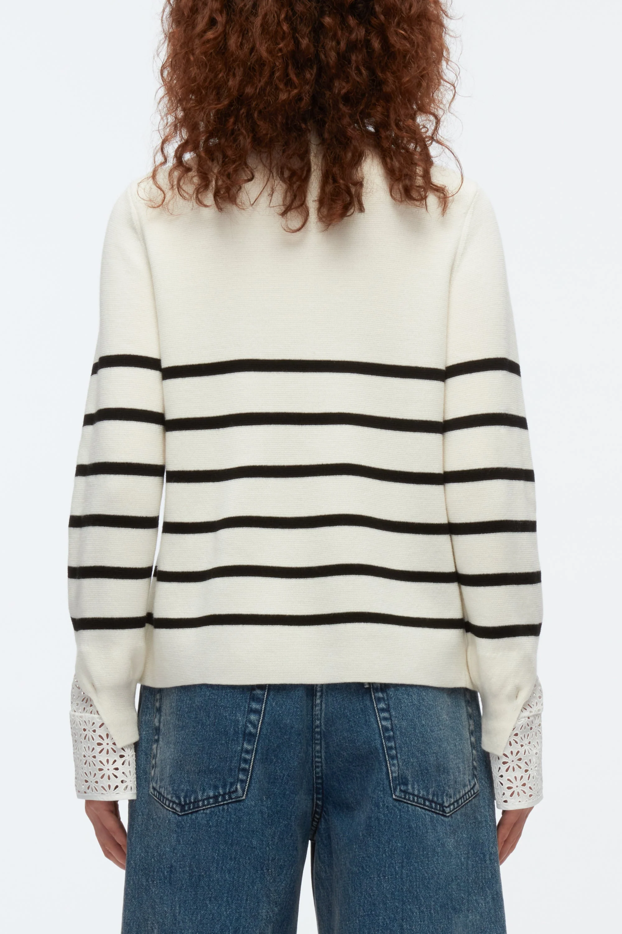 Sailor Stripe Pullover With Lace Cuffs - Image 5