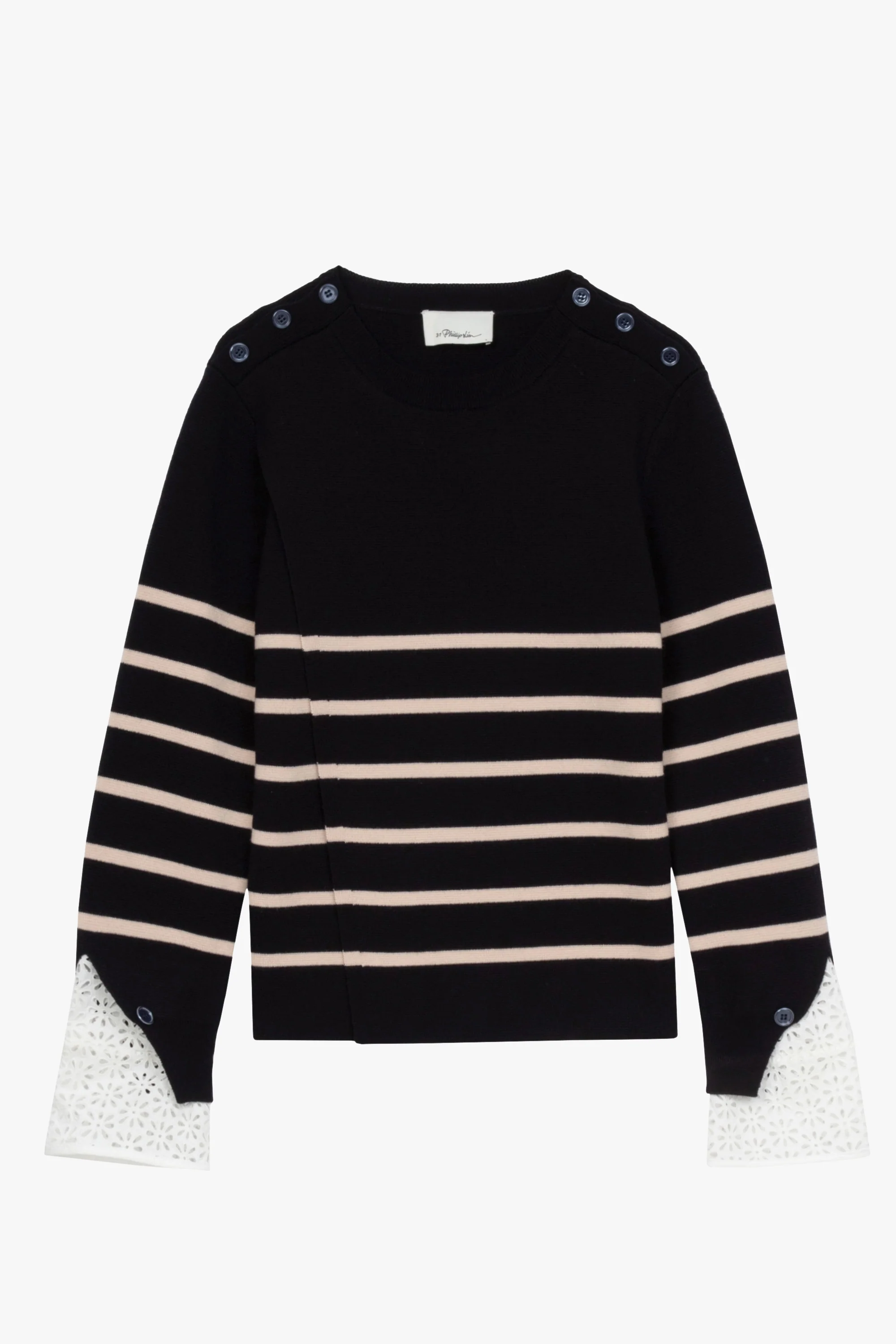 Sailor Stripe Pullover With Lace Cuffs - Image 7