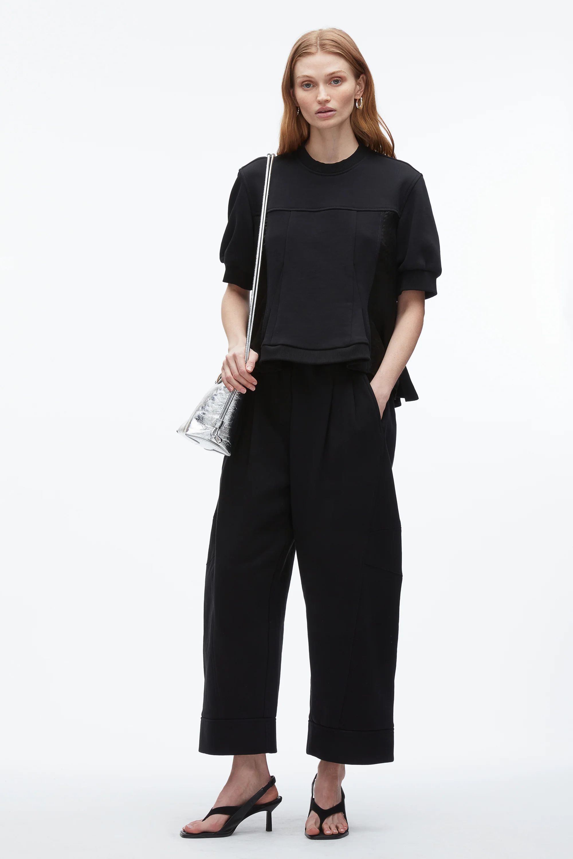 Satin Flounce Combo Terry Top