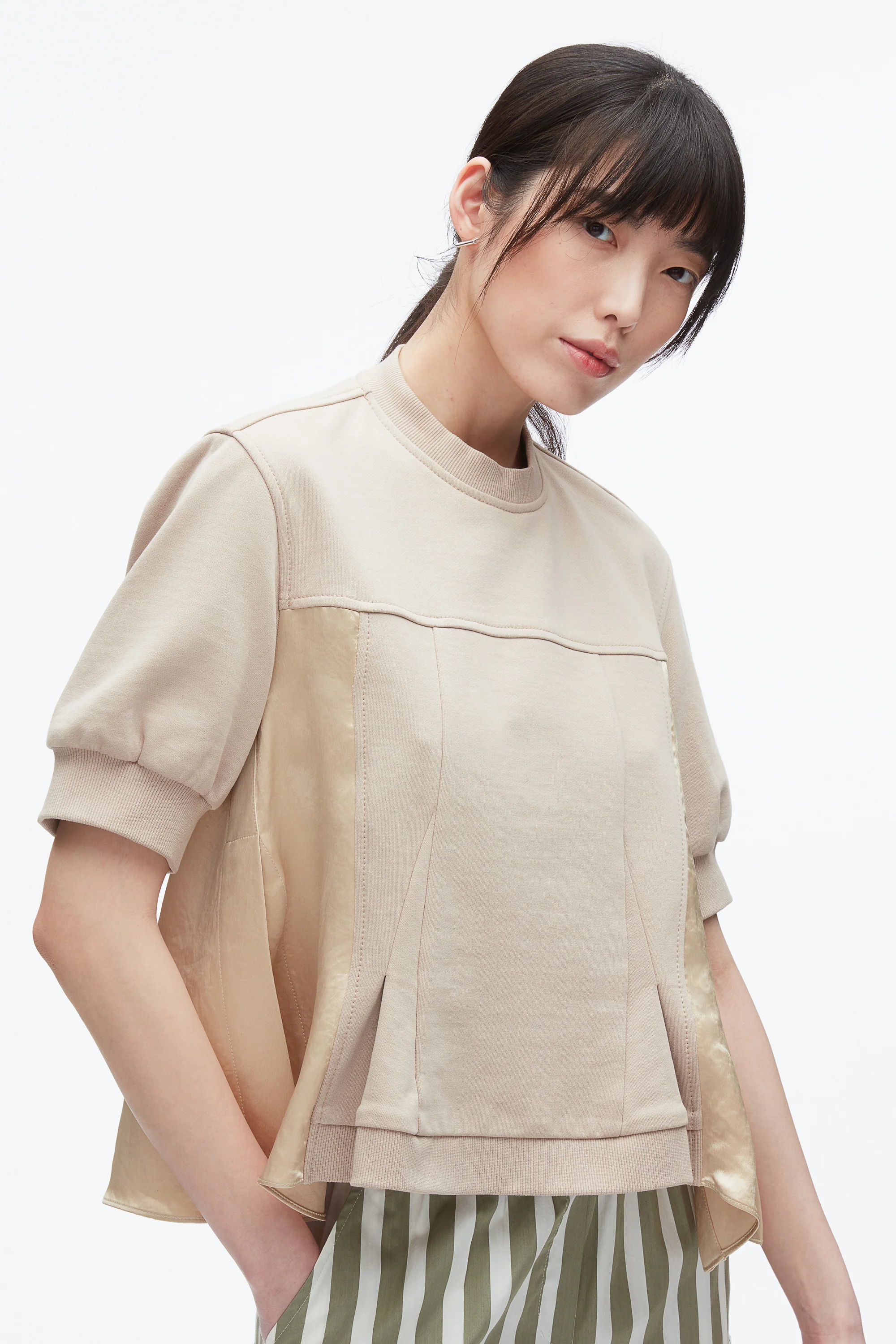 Satin Flounce Combo Terry Top - Image 12
