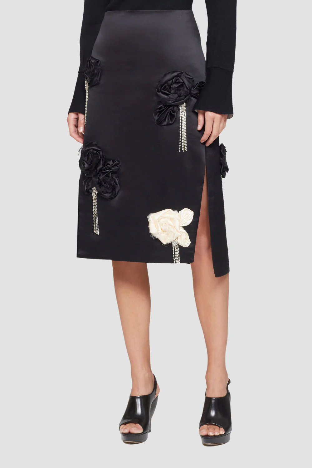 Satin Skirt W Floral Emb - Image 2