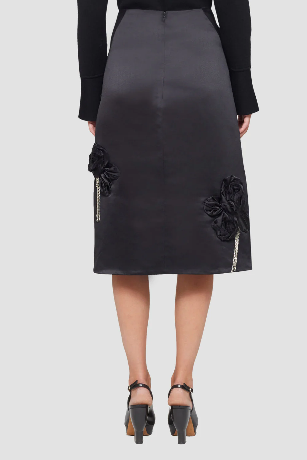 Satin Skirt W Floral Emb - Image 4