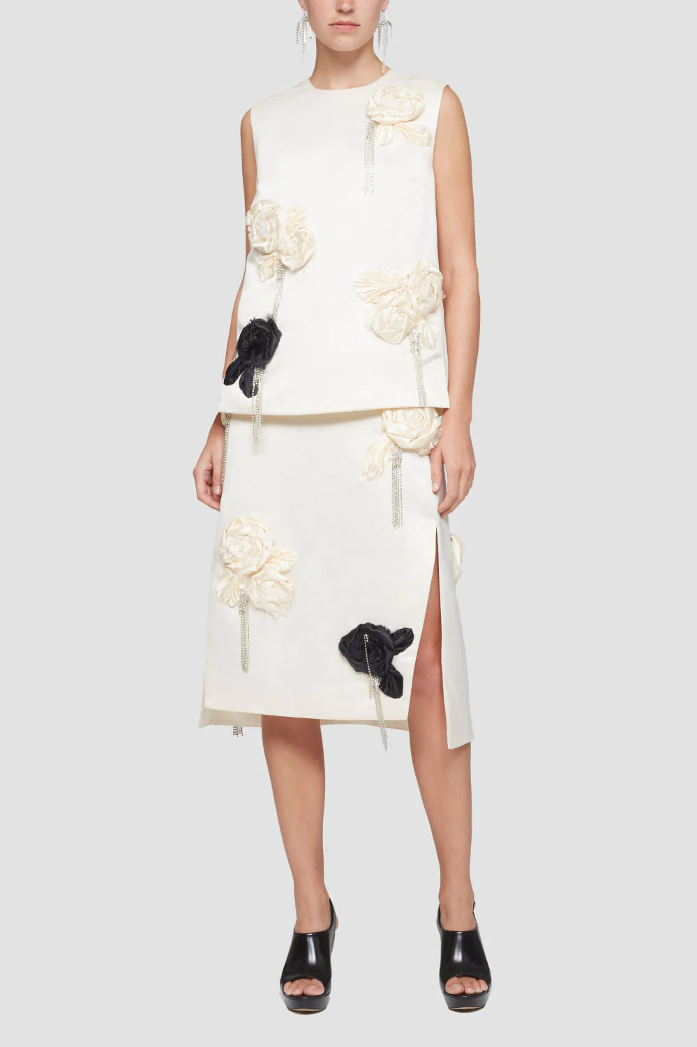 Satin Skirt W Floral Emb - Image 6