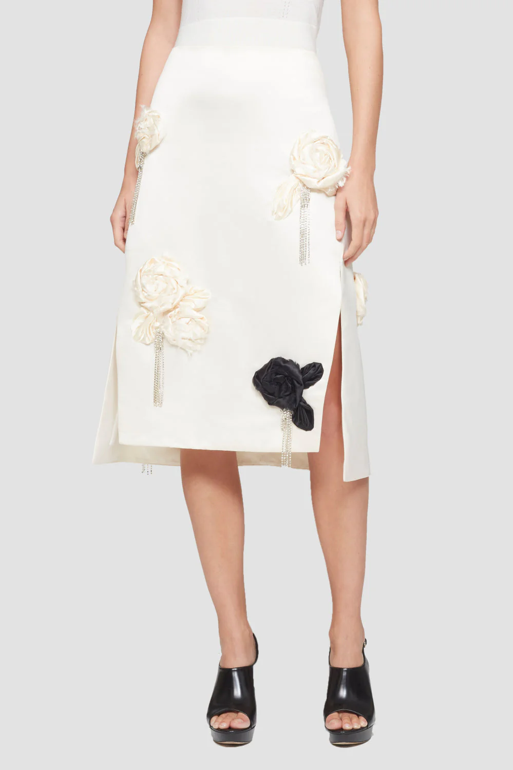 Satin Skirt W Floral Emb - Image 7