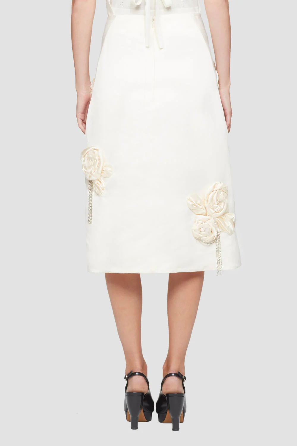 Satin Skirt W Floral Emb - Image 9