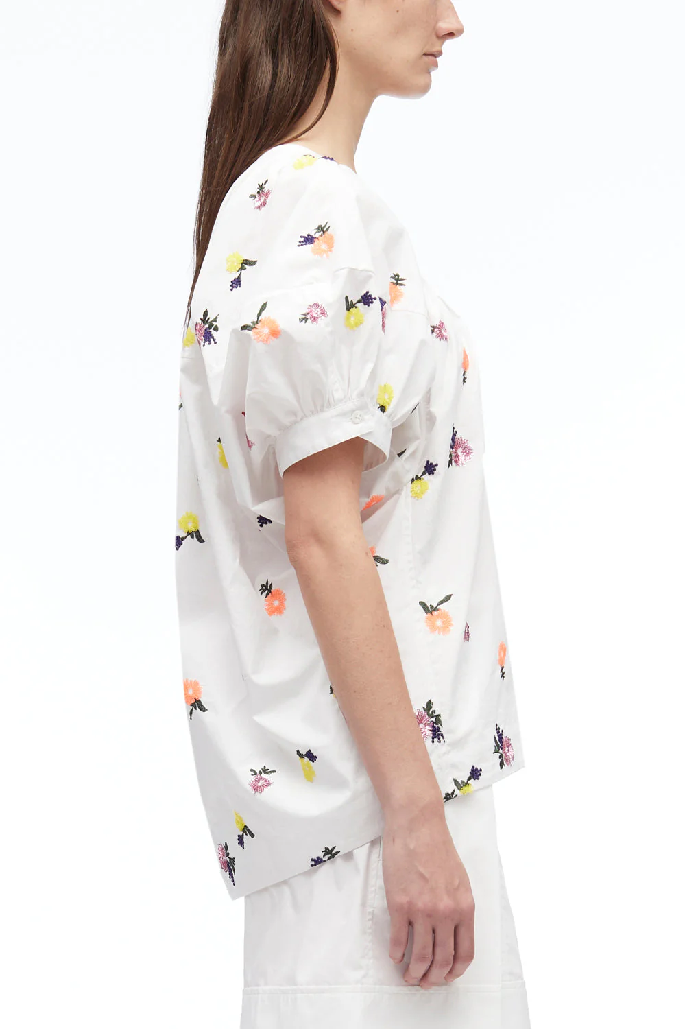 Sequin Embellished Poplin V-Neck Top - Image 3