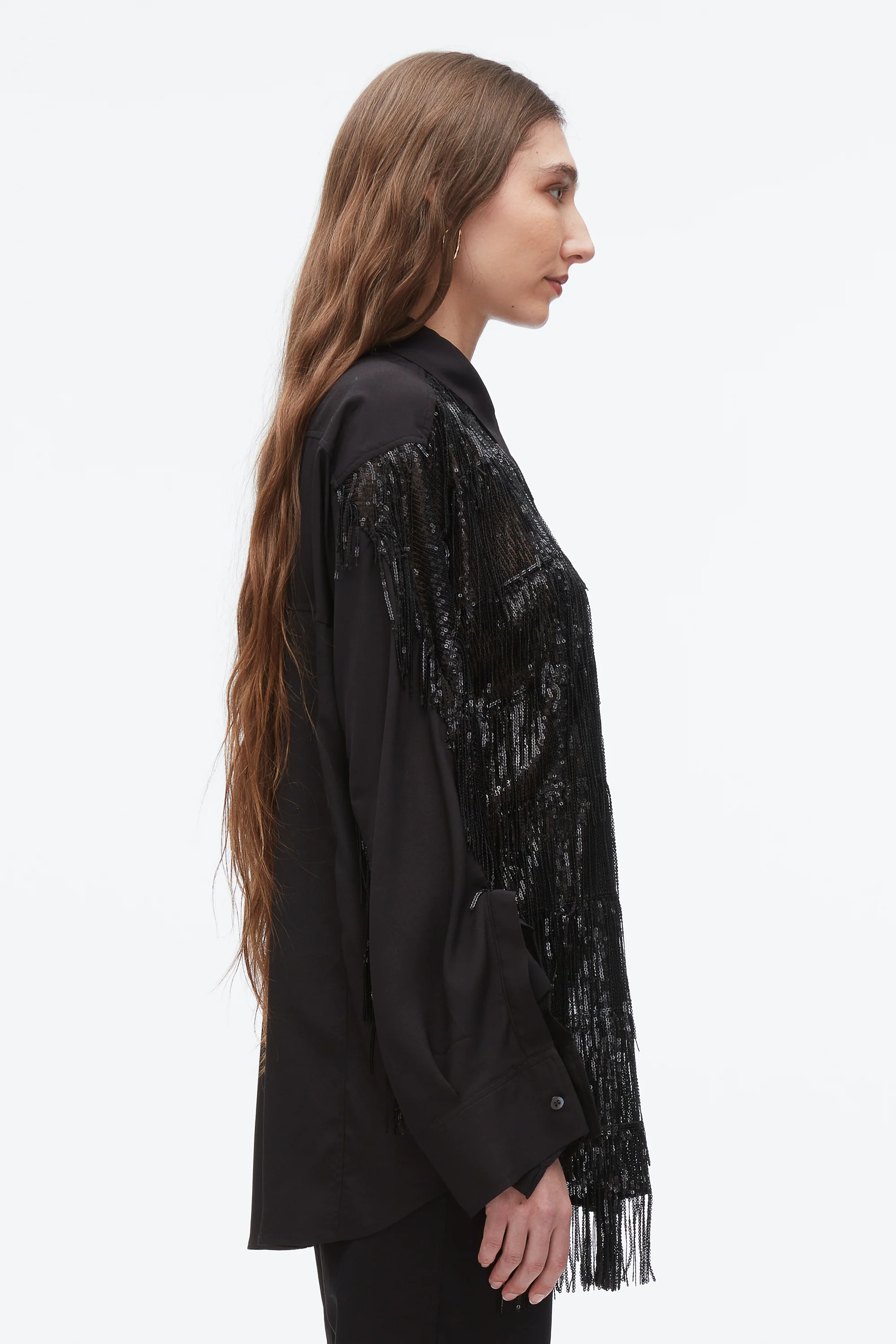 Sequin Fringe Shirt with Cascade Drape - Image 10