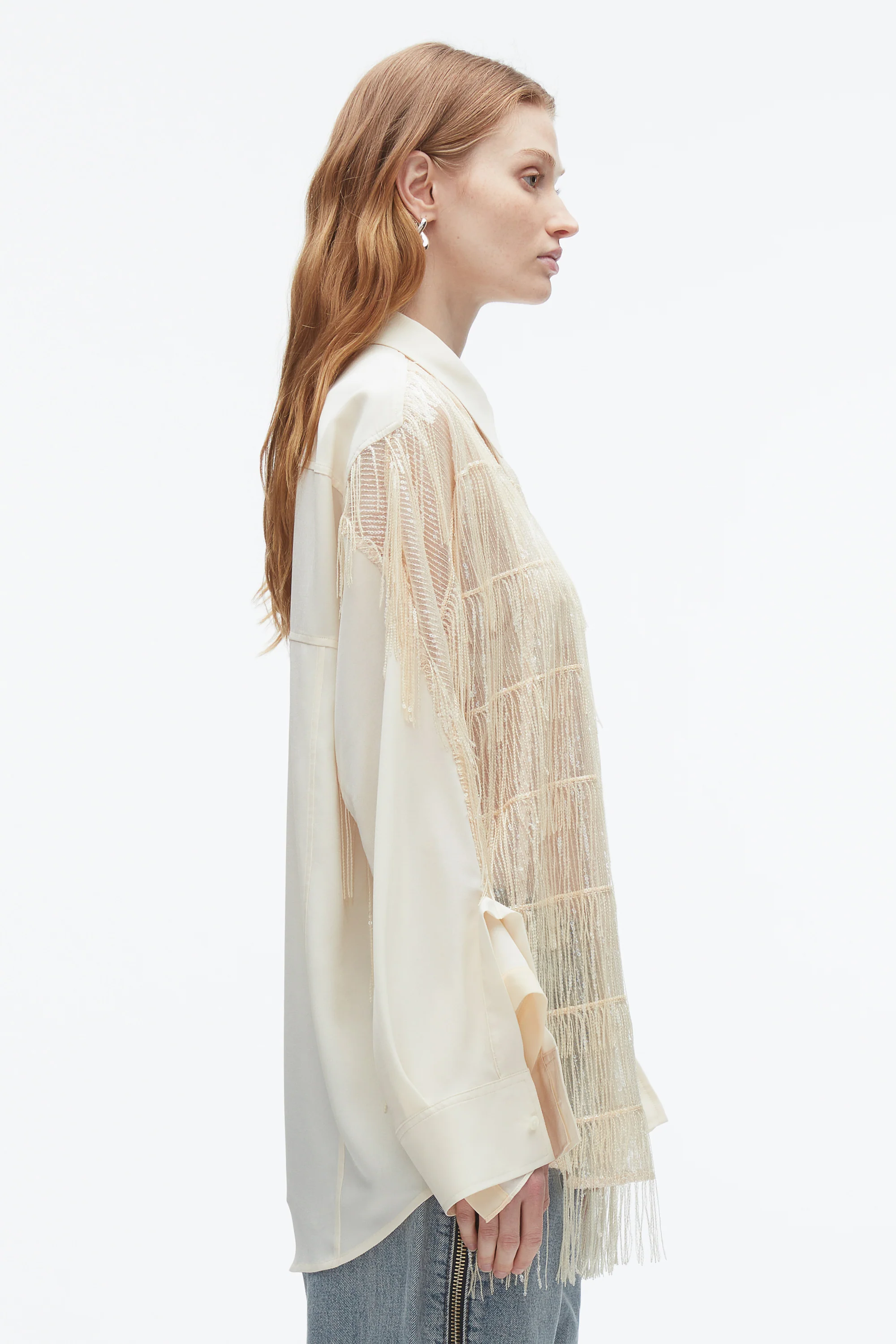 Sequin Fringe Shirt with Cascade Drape - Image 4