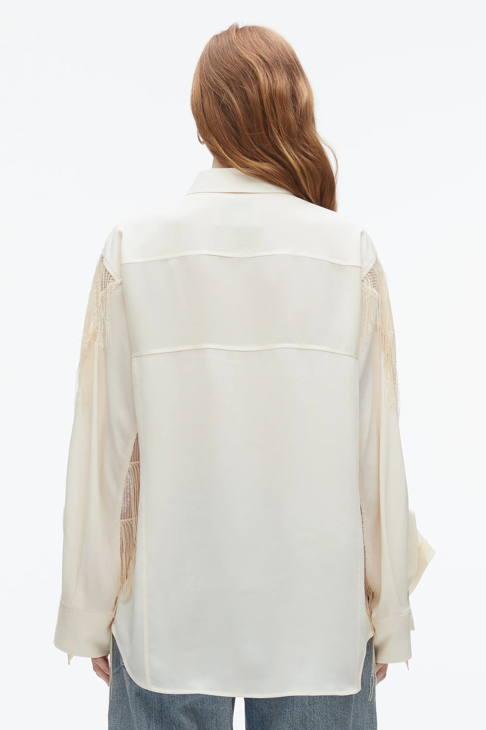 Sequin Fringe Shirt with Cascade Drape - Image 5