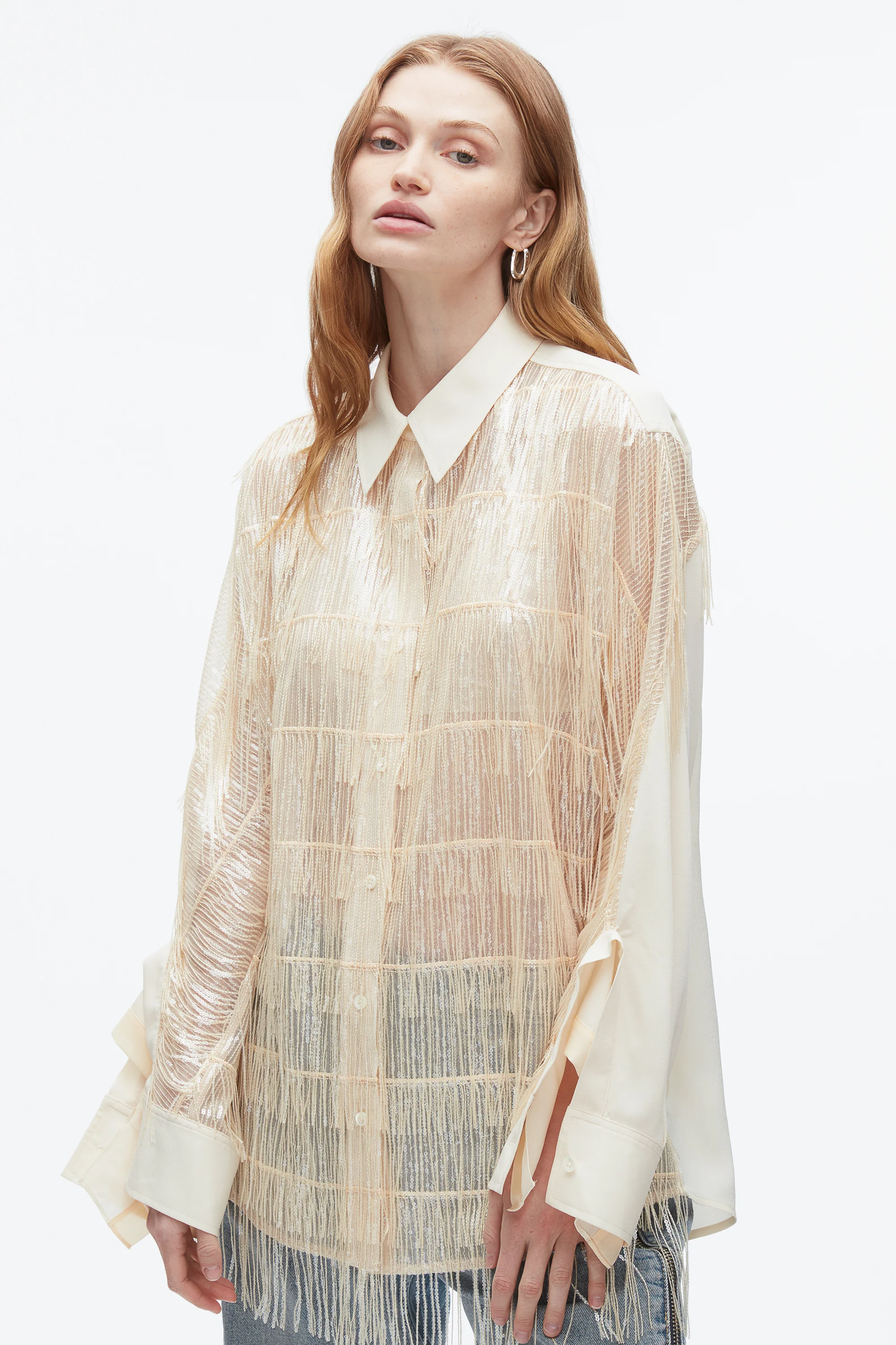 Sequin Fringe Shirt with Cascade Drape - Image 6