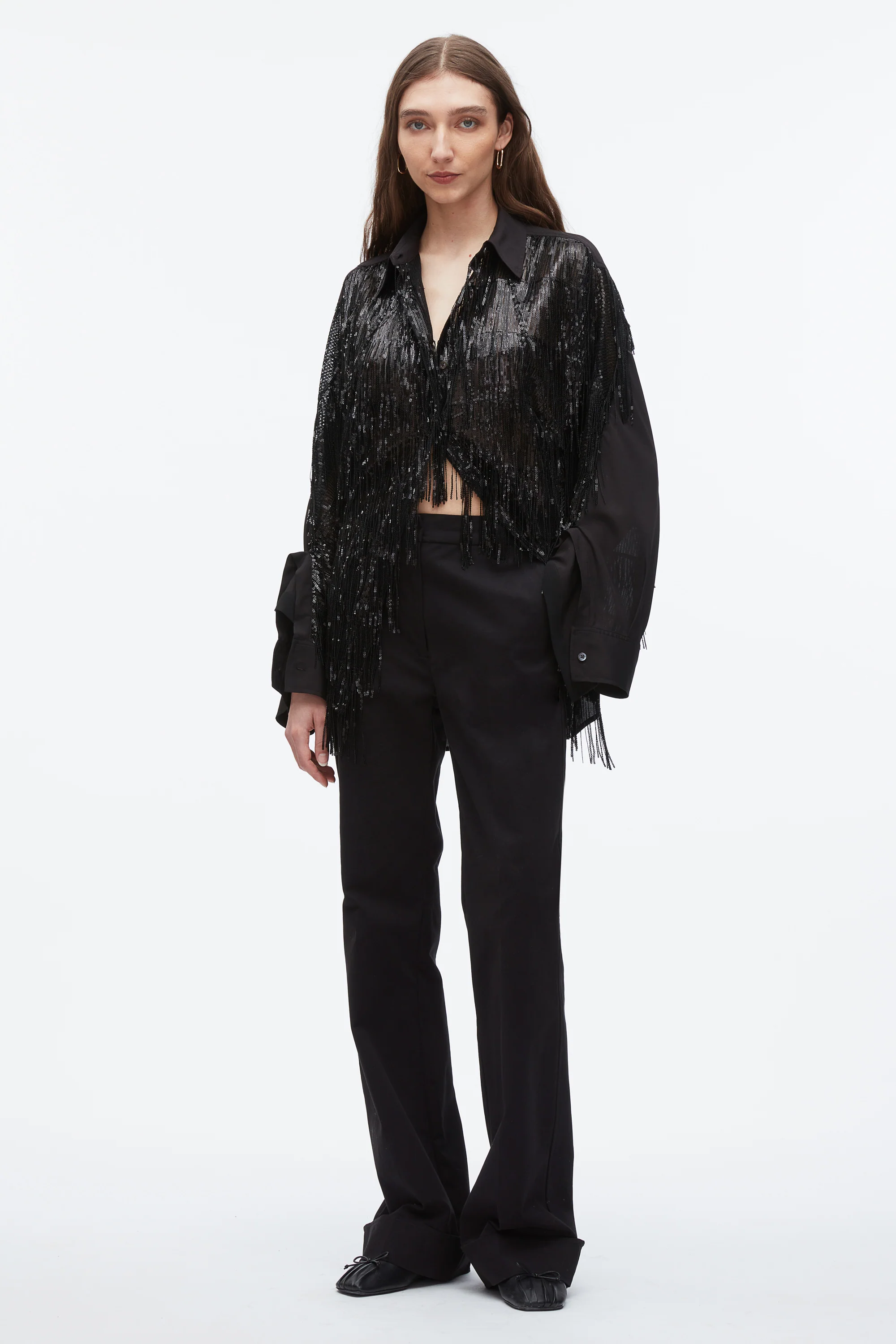 Sequin Fringe Shirt with Cascade Drape - Image 7