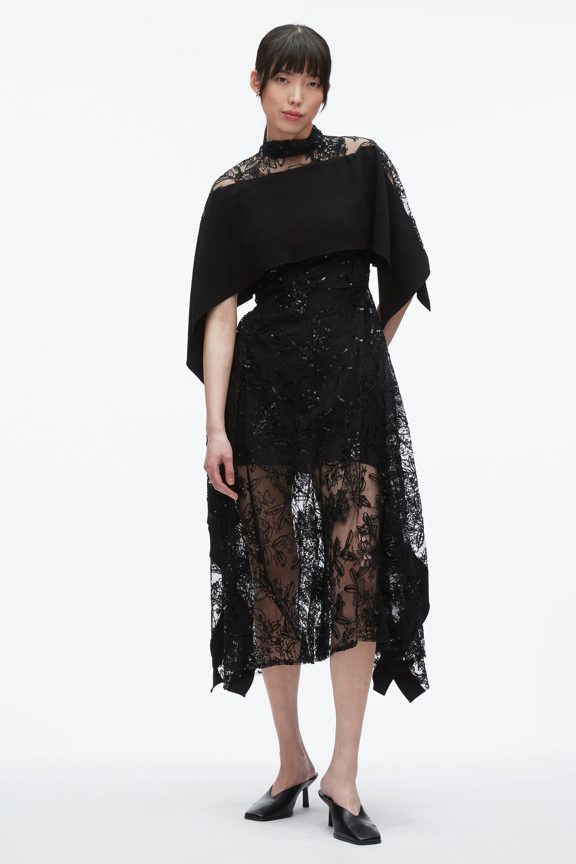 Sequin Lace Flounce Maxi Dress