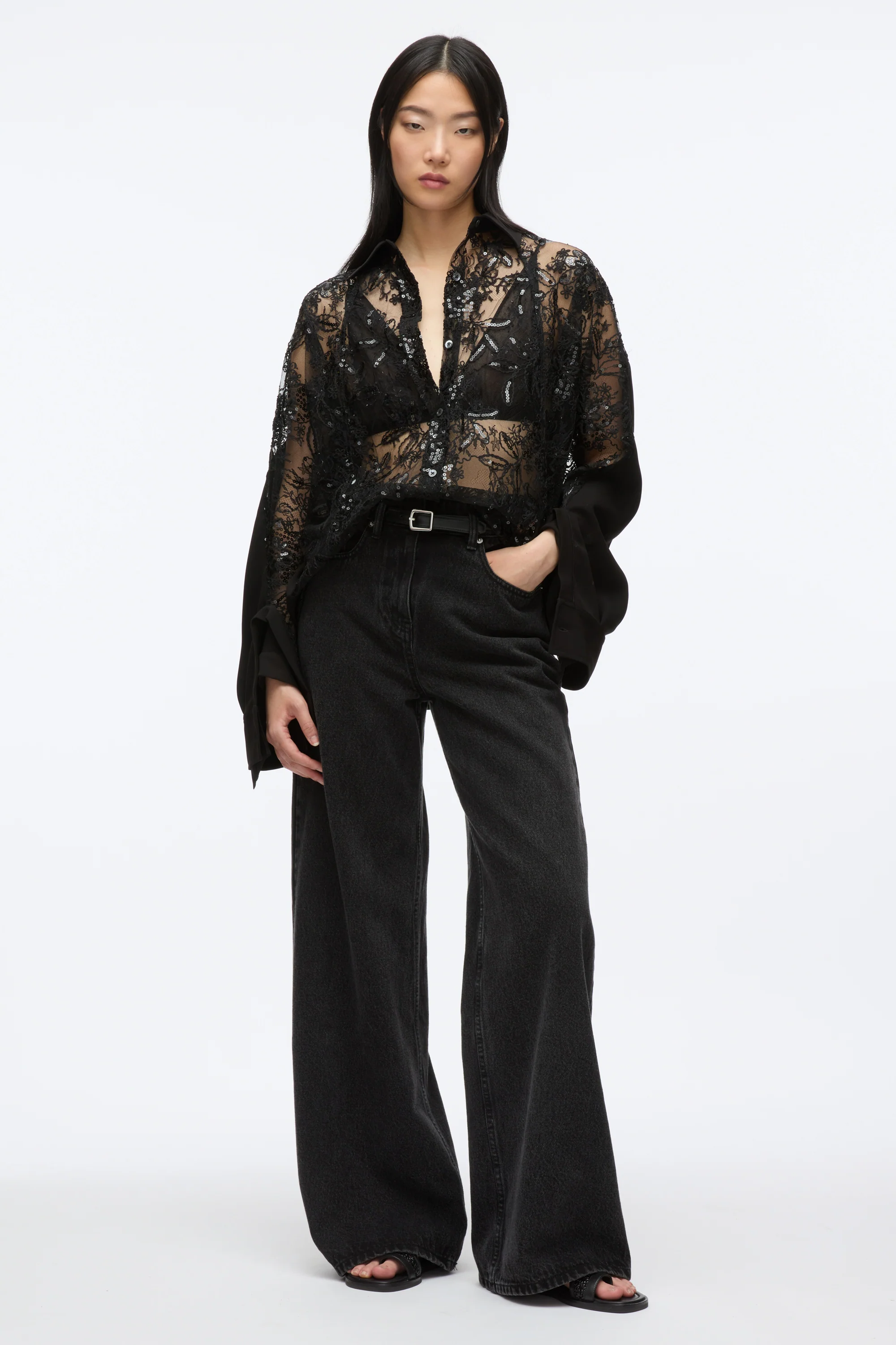 Sequin Lace Oversized Shirt - Image 2