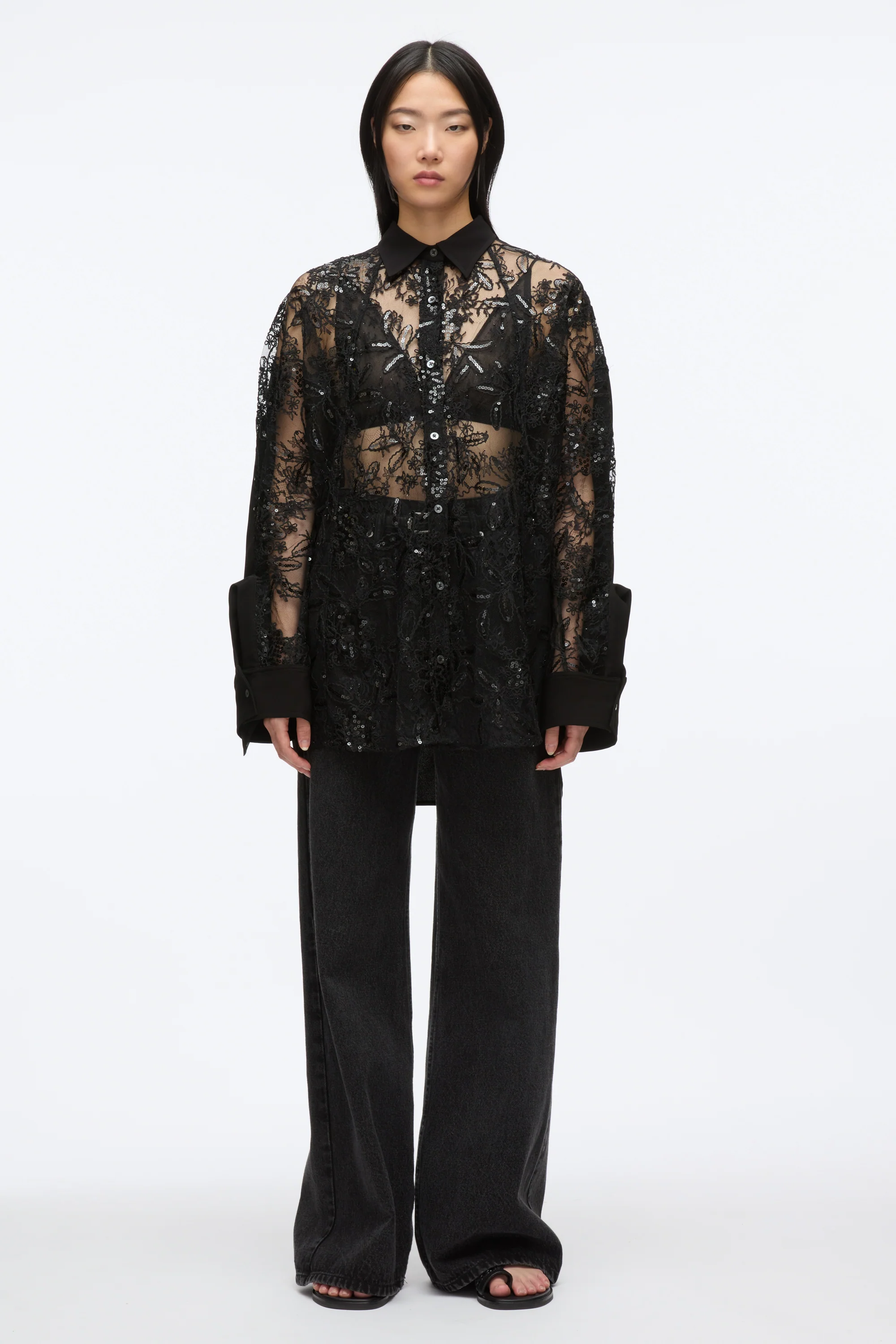 Sequin Lace Oversized Shirt - Image 3
