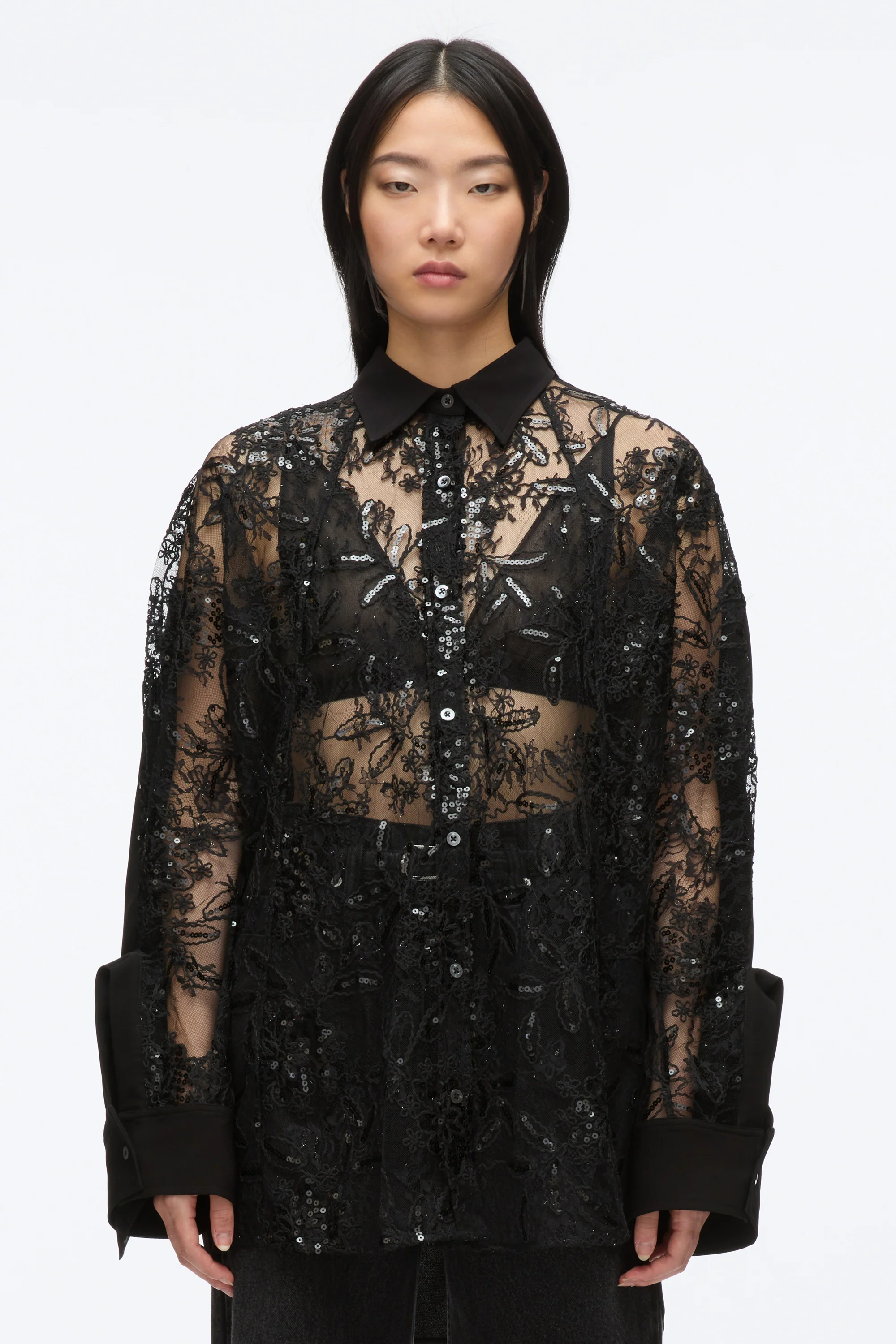 Sequin Lace Oversized Shirt - Image 4