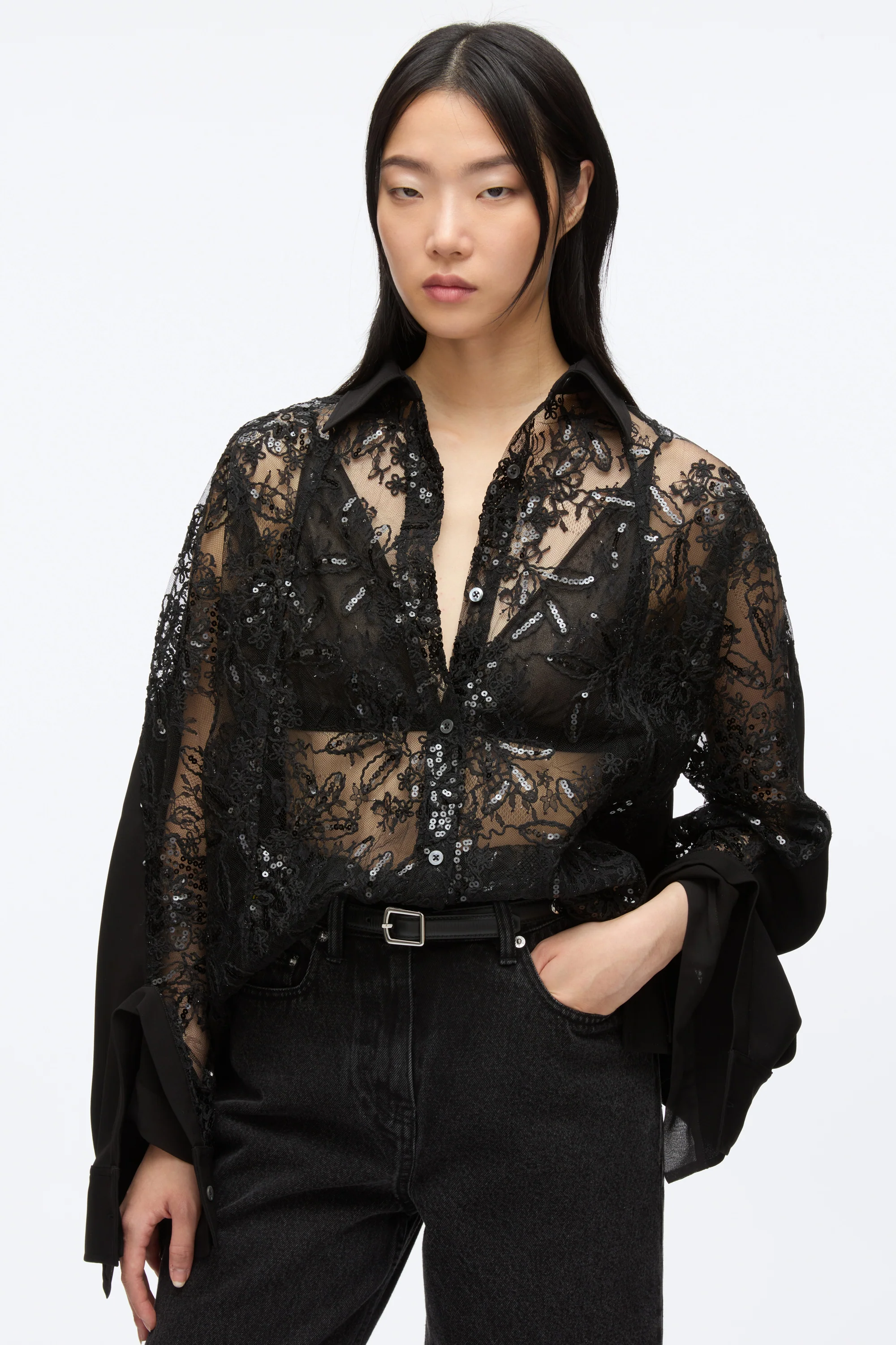 Sequin Lace Oversized Shirt - Image 7