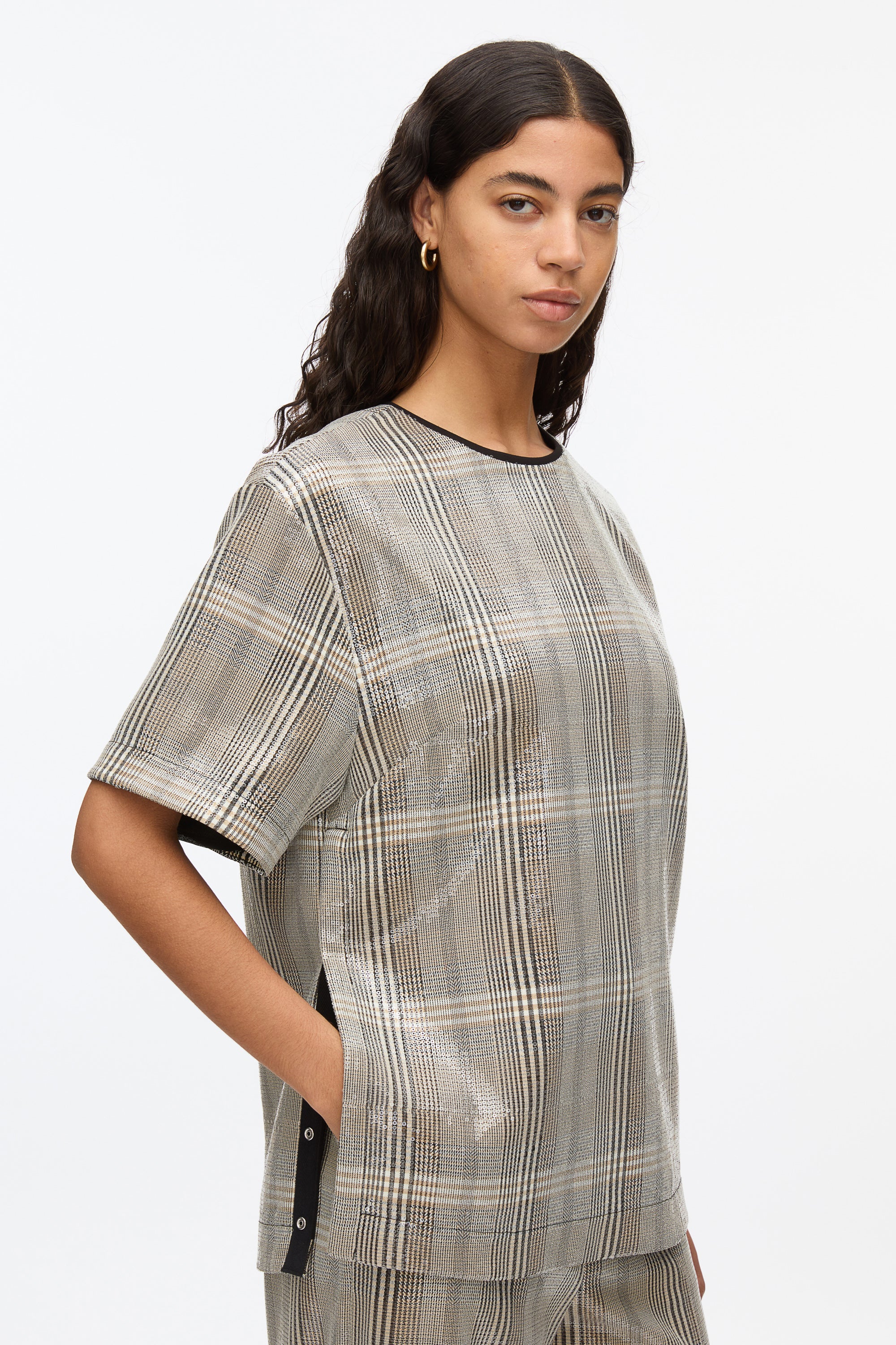 Sequin Plaid Tee - Image 5