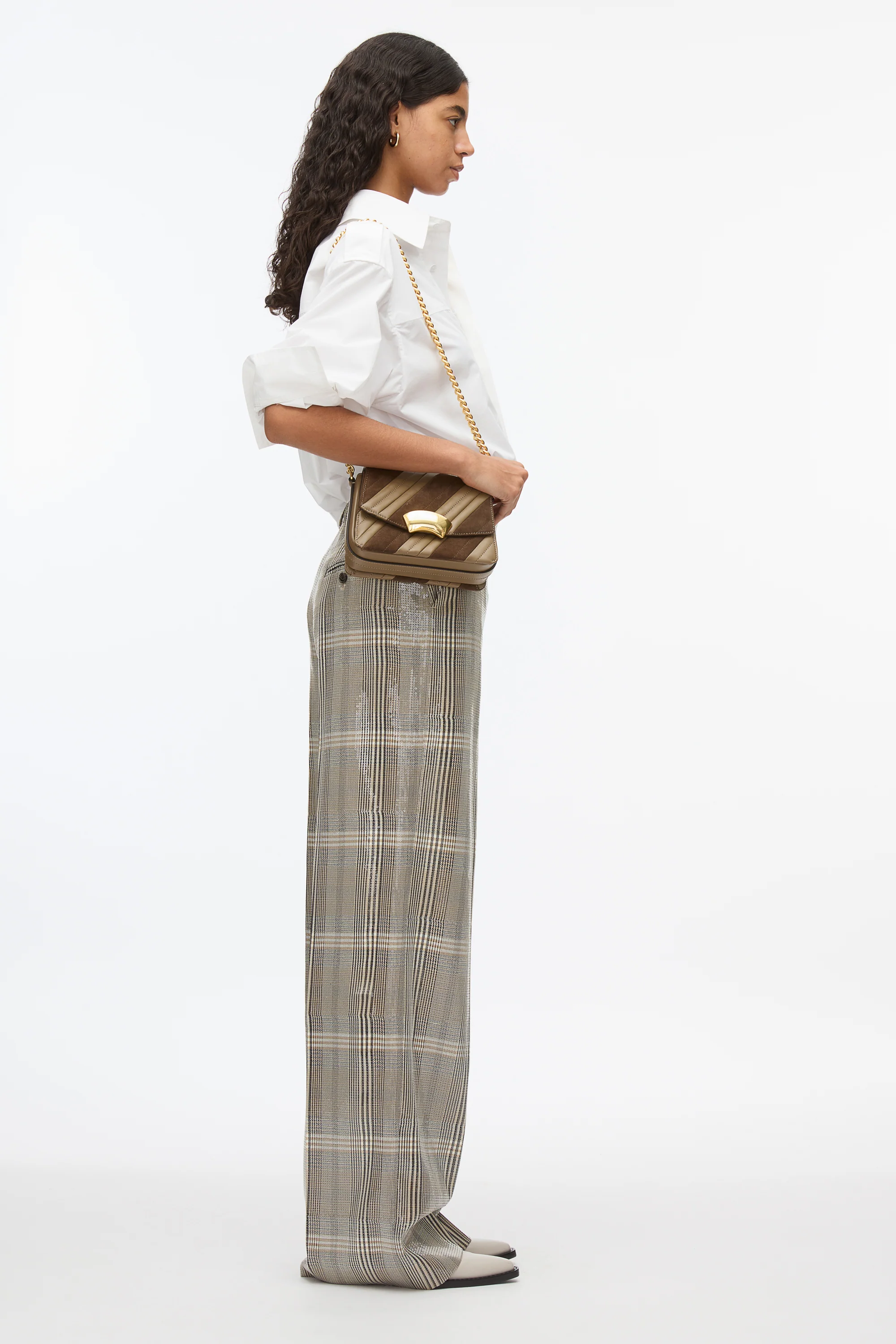 Sequin Plaid Wide Leg Trouser - Image 2