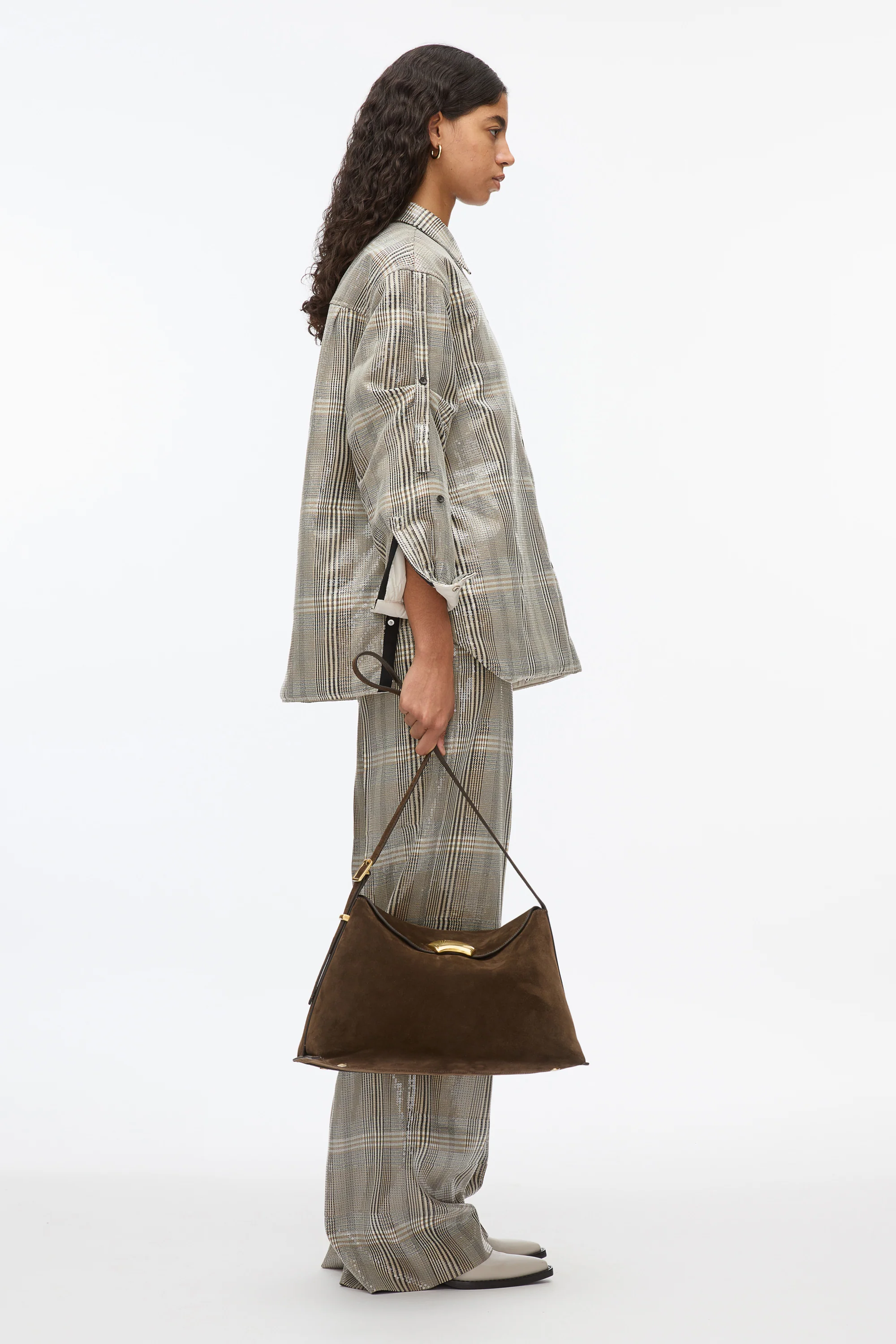 Sequin Plaid Shirt Jacket - Image 3