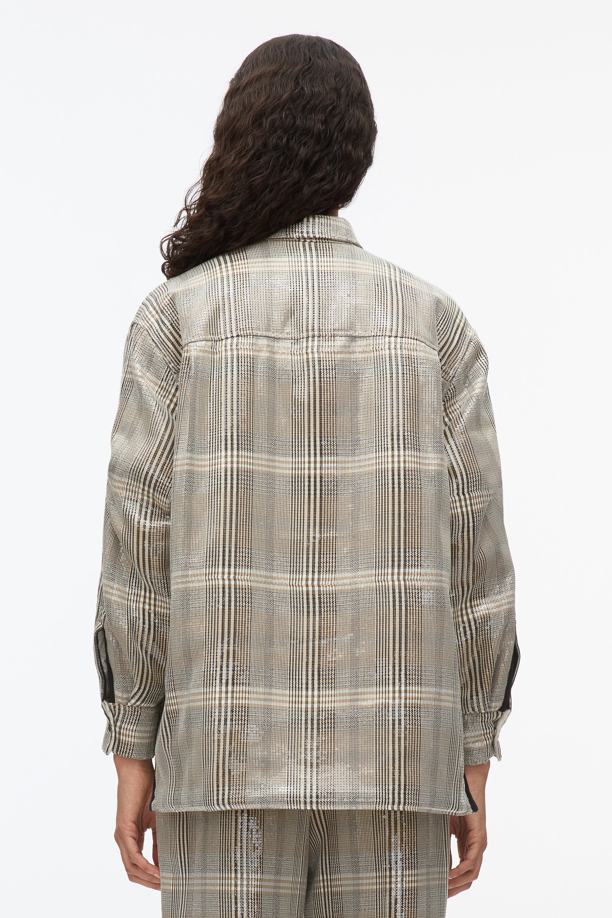 Sequin Plaid Shirt Jacket - Image 5