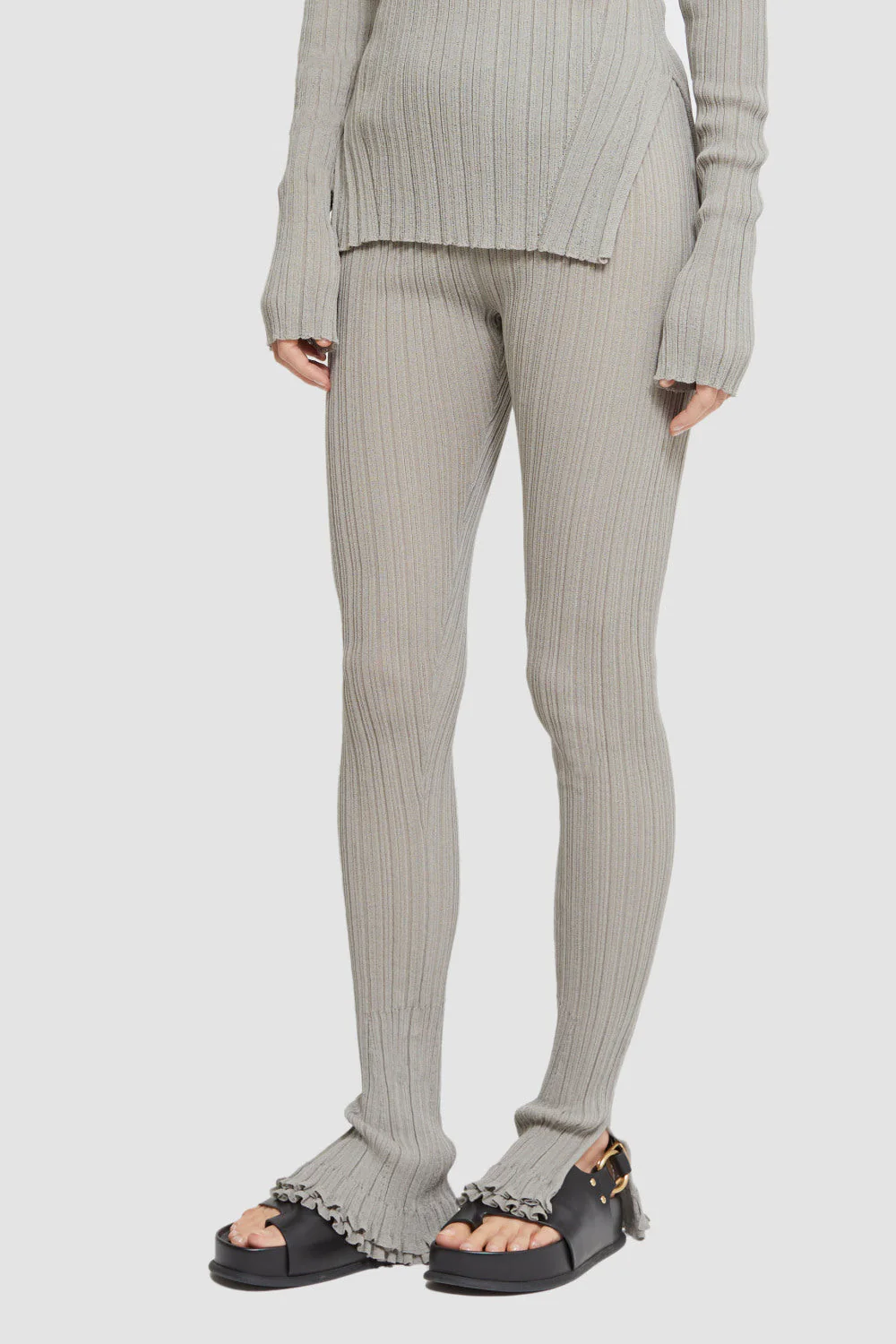 Sheer Rib Flare Pants