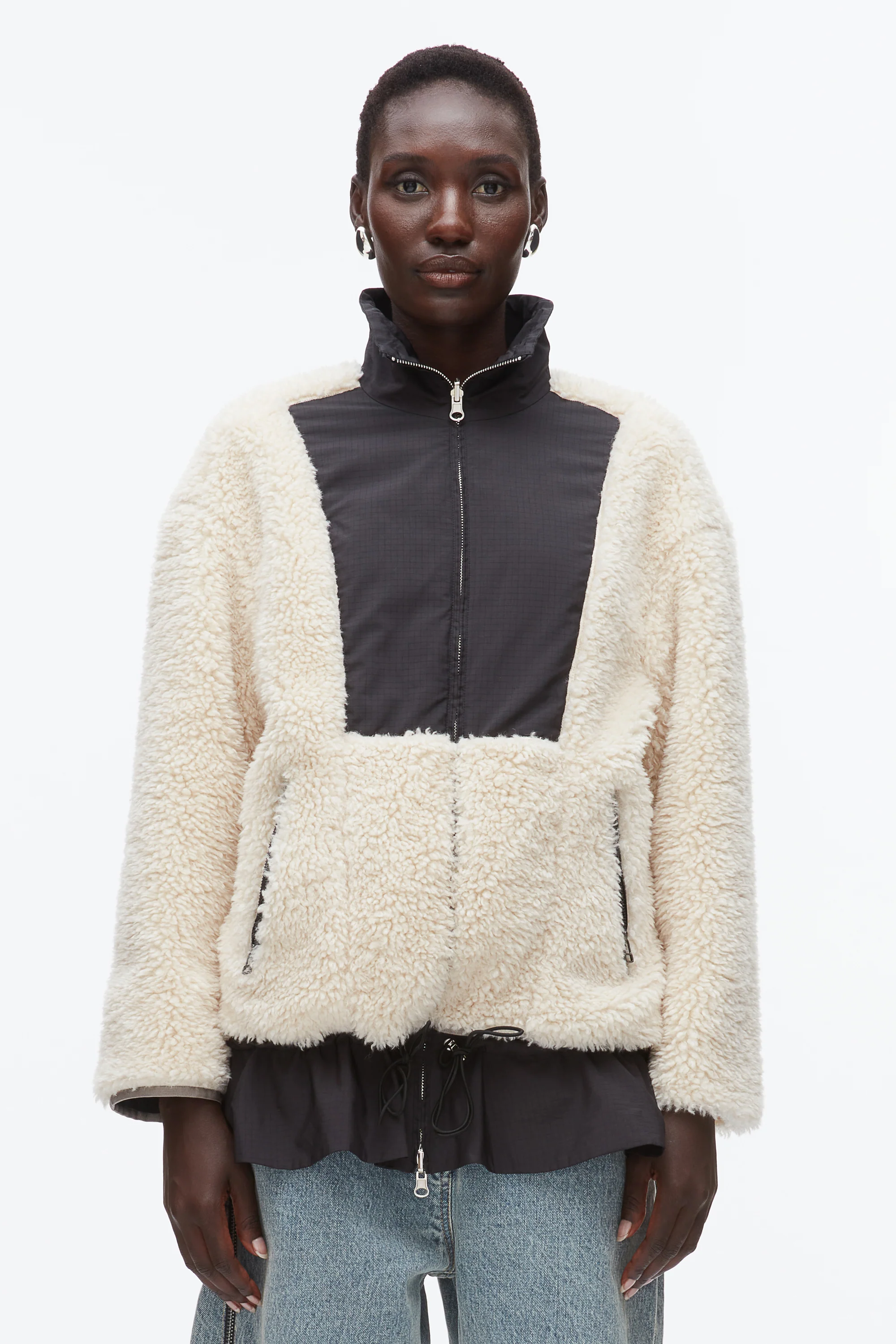 Flounce Hem Sherpa Jacket - Image 3
