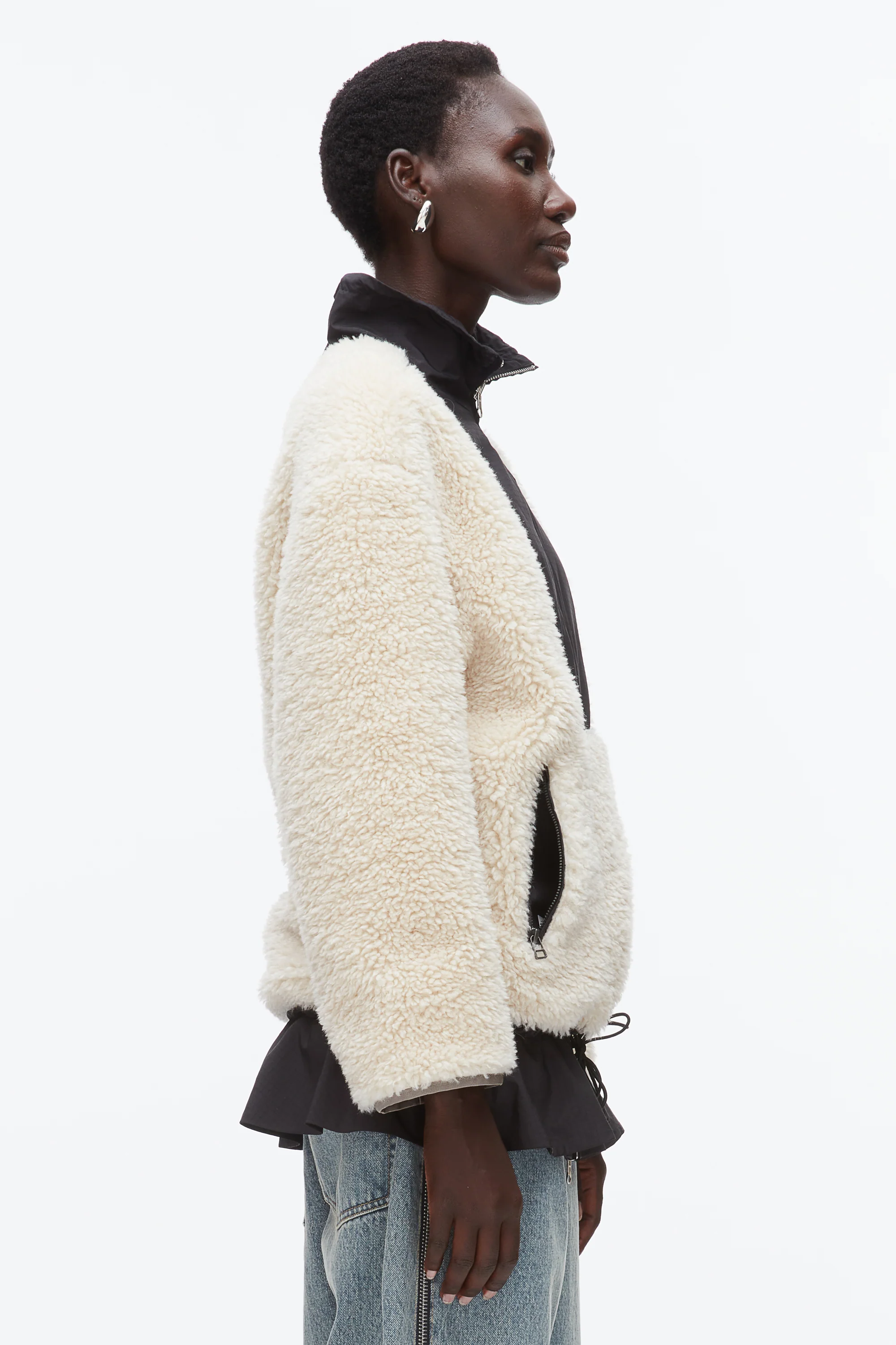 Flounce Hem Sherpa Jacket - Image 4