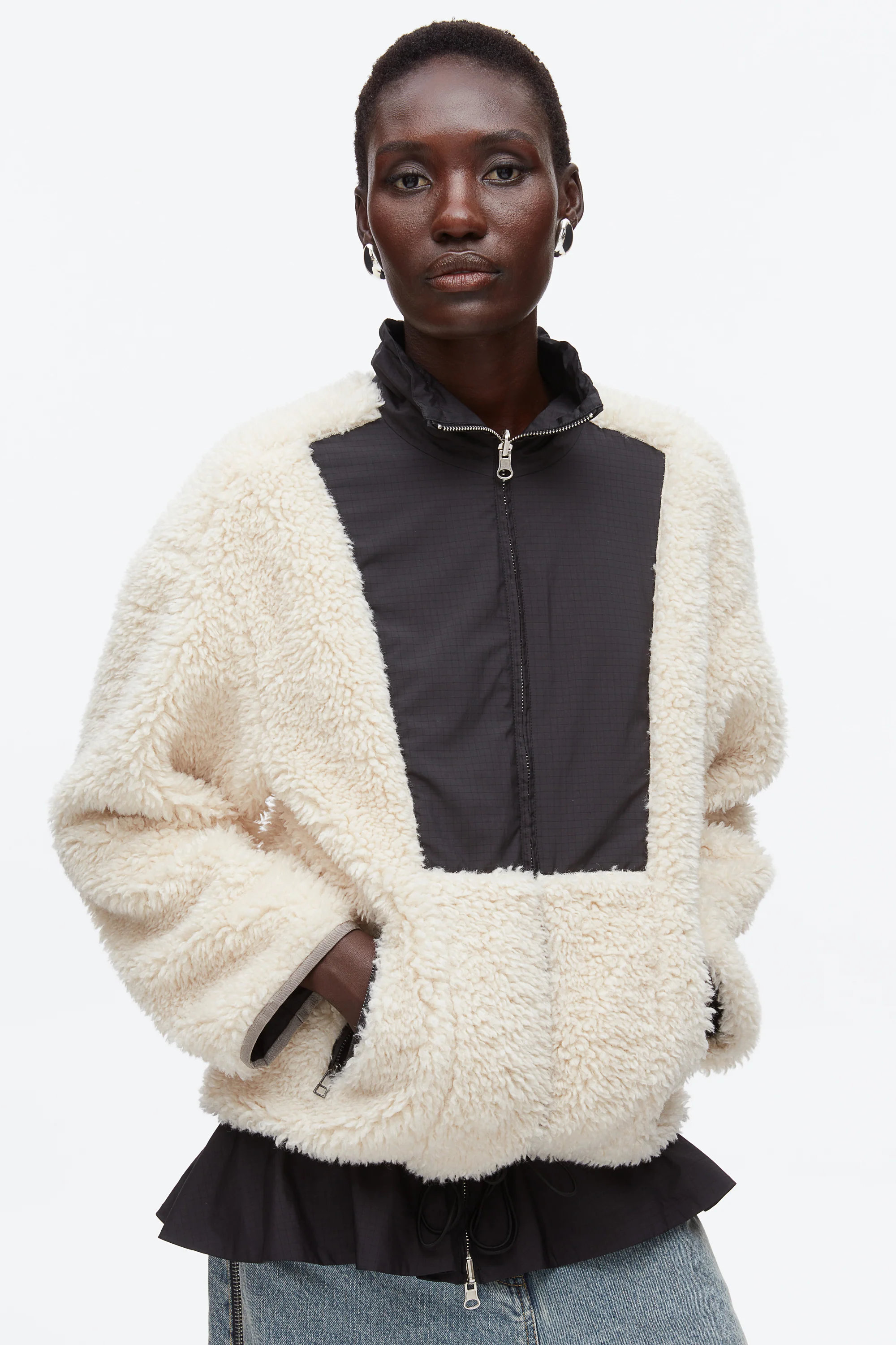 Flounce Hem Sherpa Jacket - Image 6