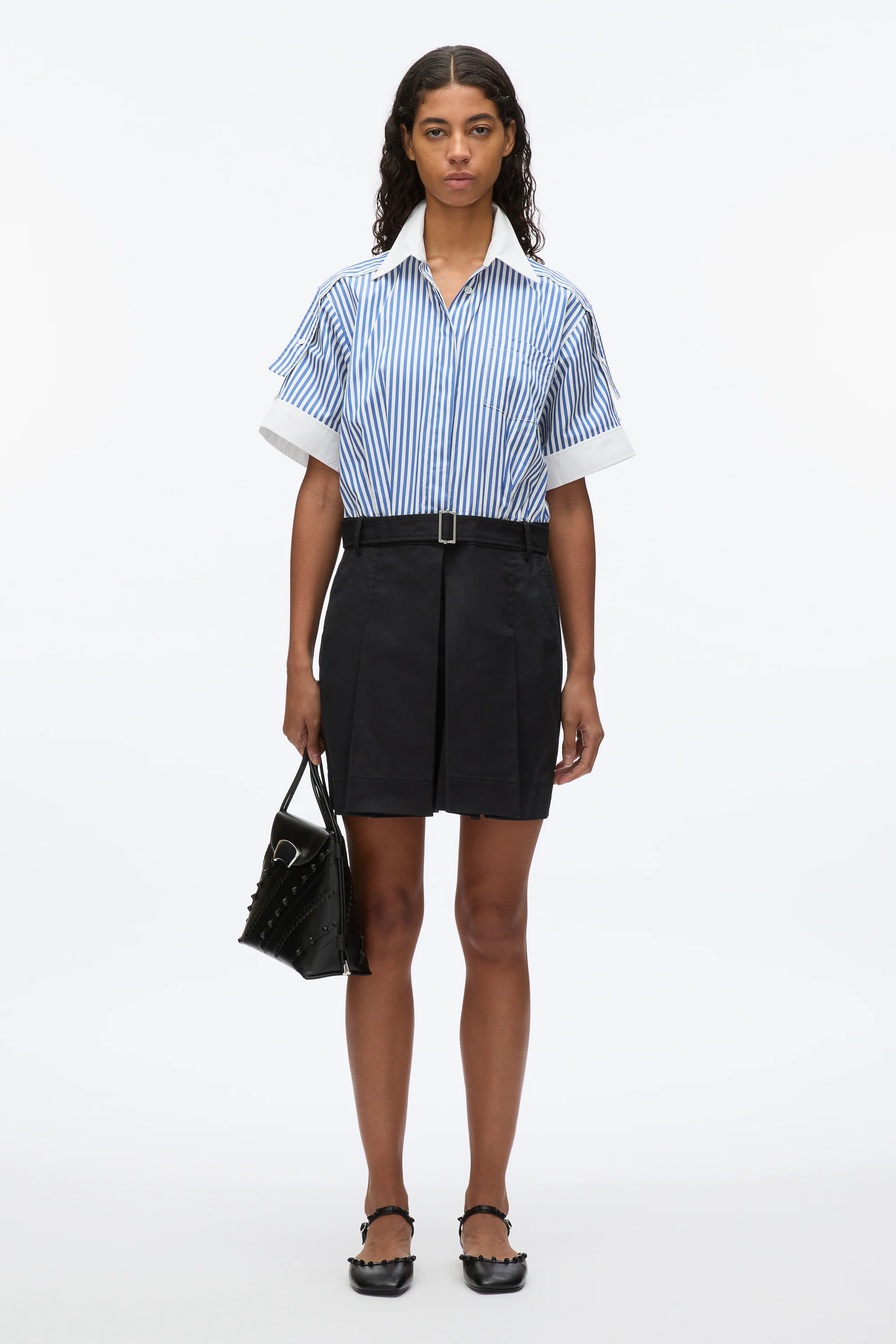 Shirt Combo Dress with Pleated Skirt - Image 2