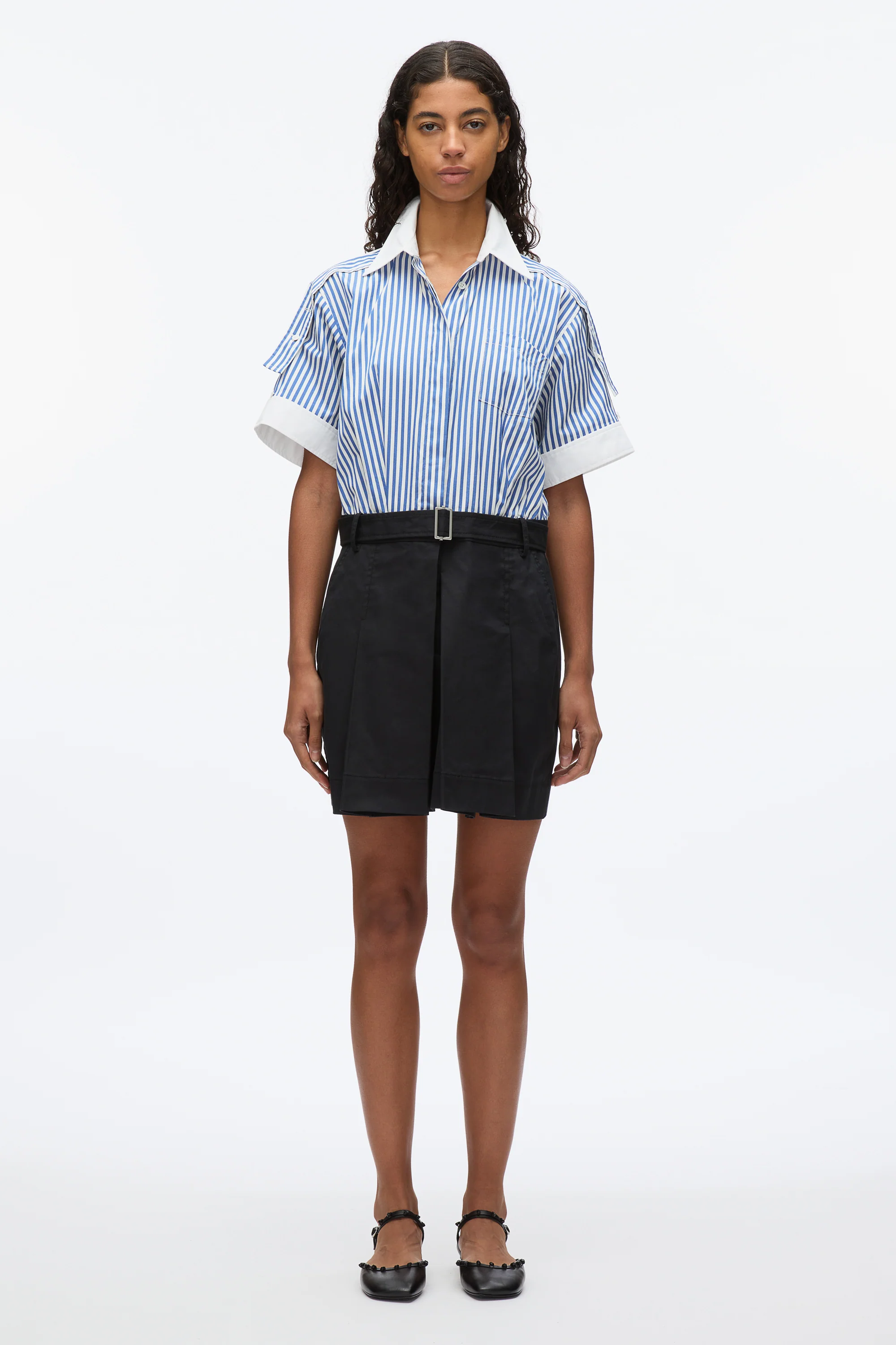 Shirt Combo Dress with Pleated Skirt - Image 3