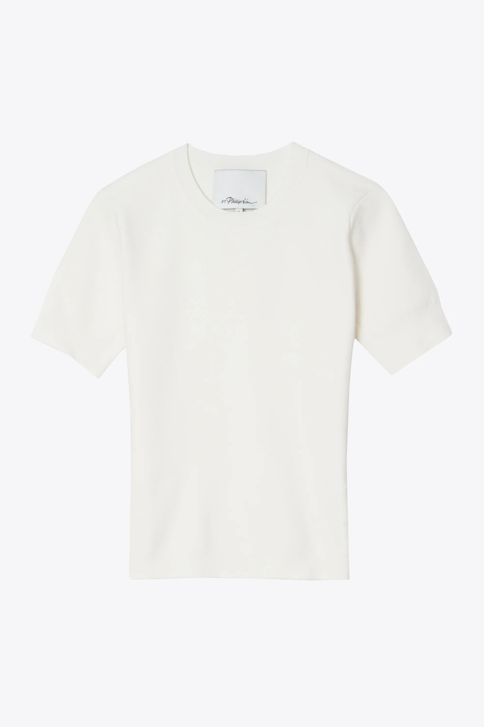 Short Sleeve Cotton Blend Crepe Crew Neck Pullover