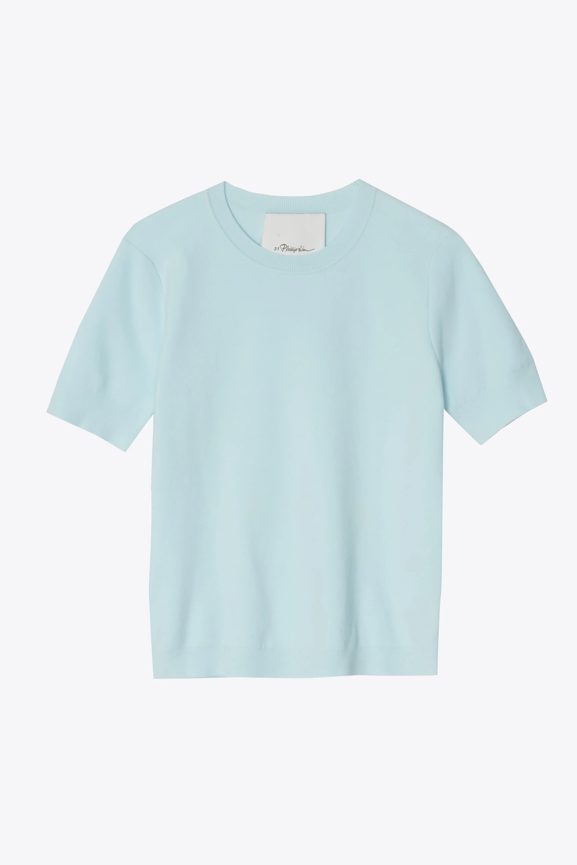 Short Sleeve Cotton Blend Crepe Crew Neck Pullover - Image 3