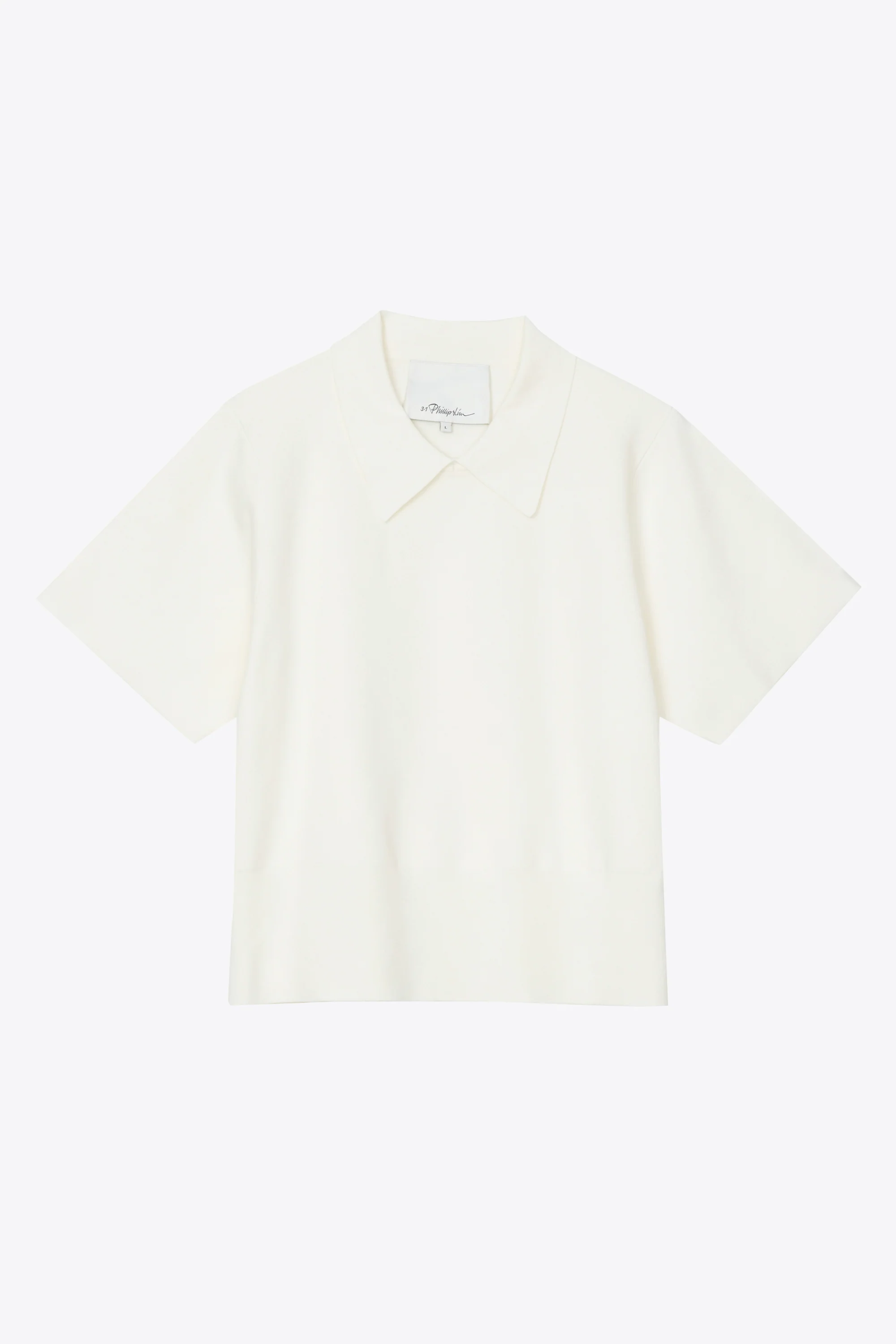 Short Sleeve Cotton Blend Crepe Shirt Collar Pullover