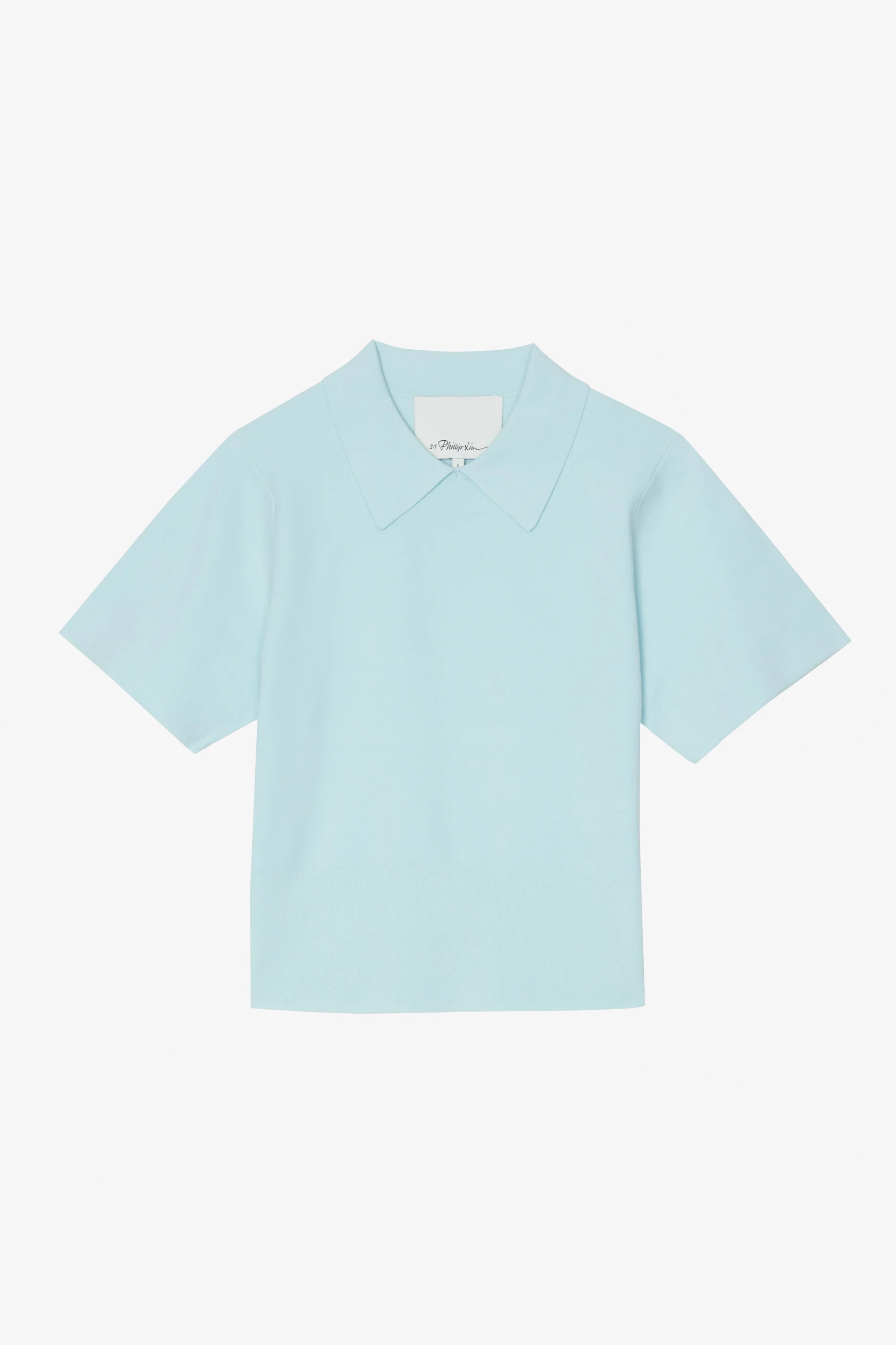 Short Sleeve Cotton Blend Crepe Shirt Collar Pullover - Image 3