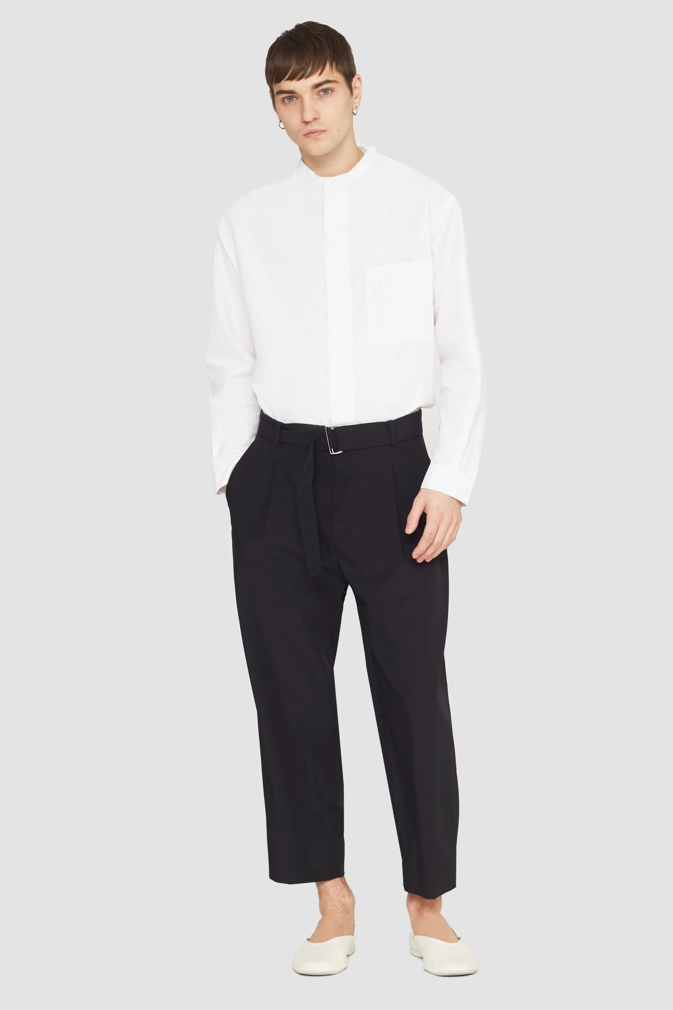 Belted Drop-Crotch Trousers