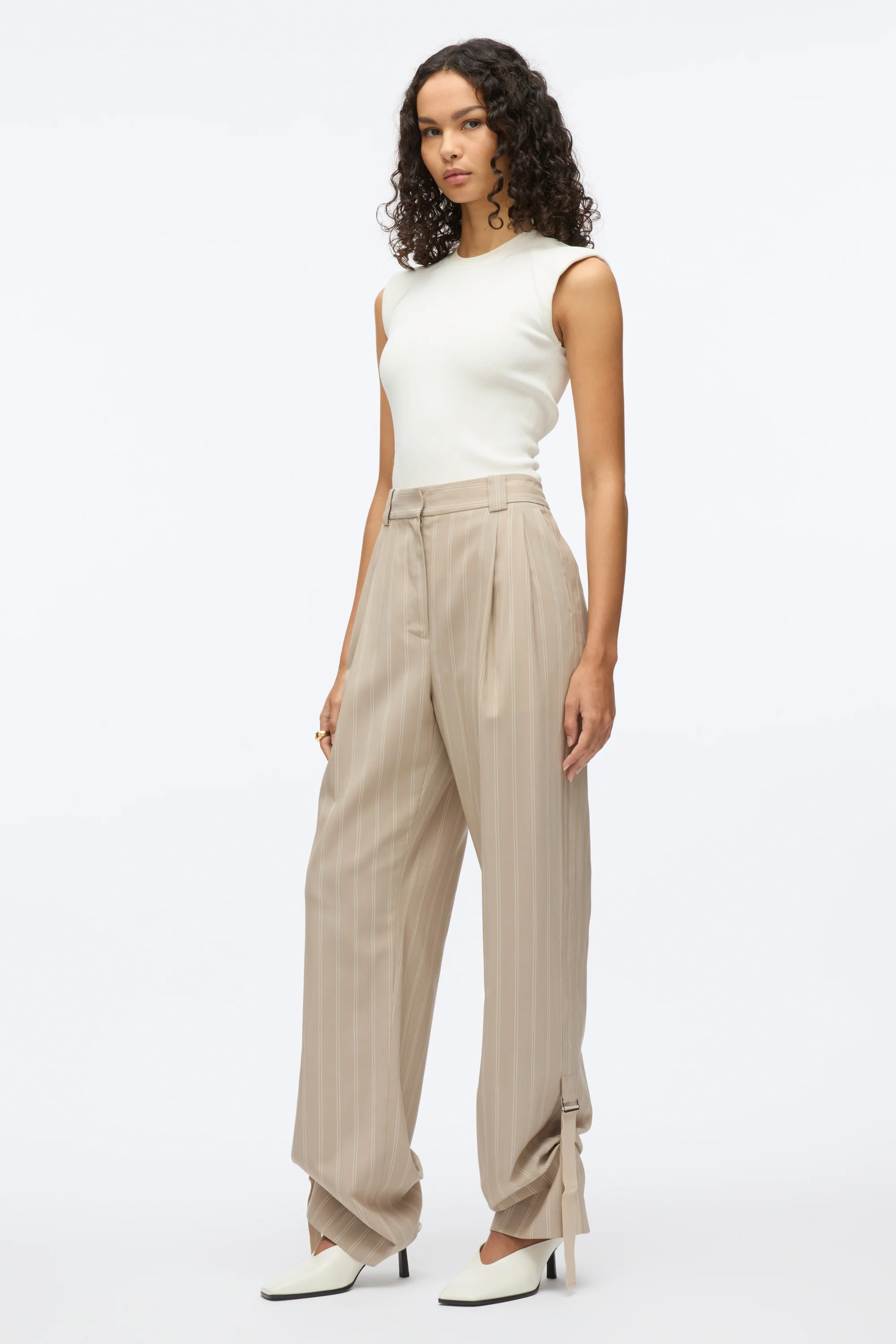 Fluid Pinstripe Single Pleat Pants - Image 2