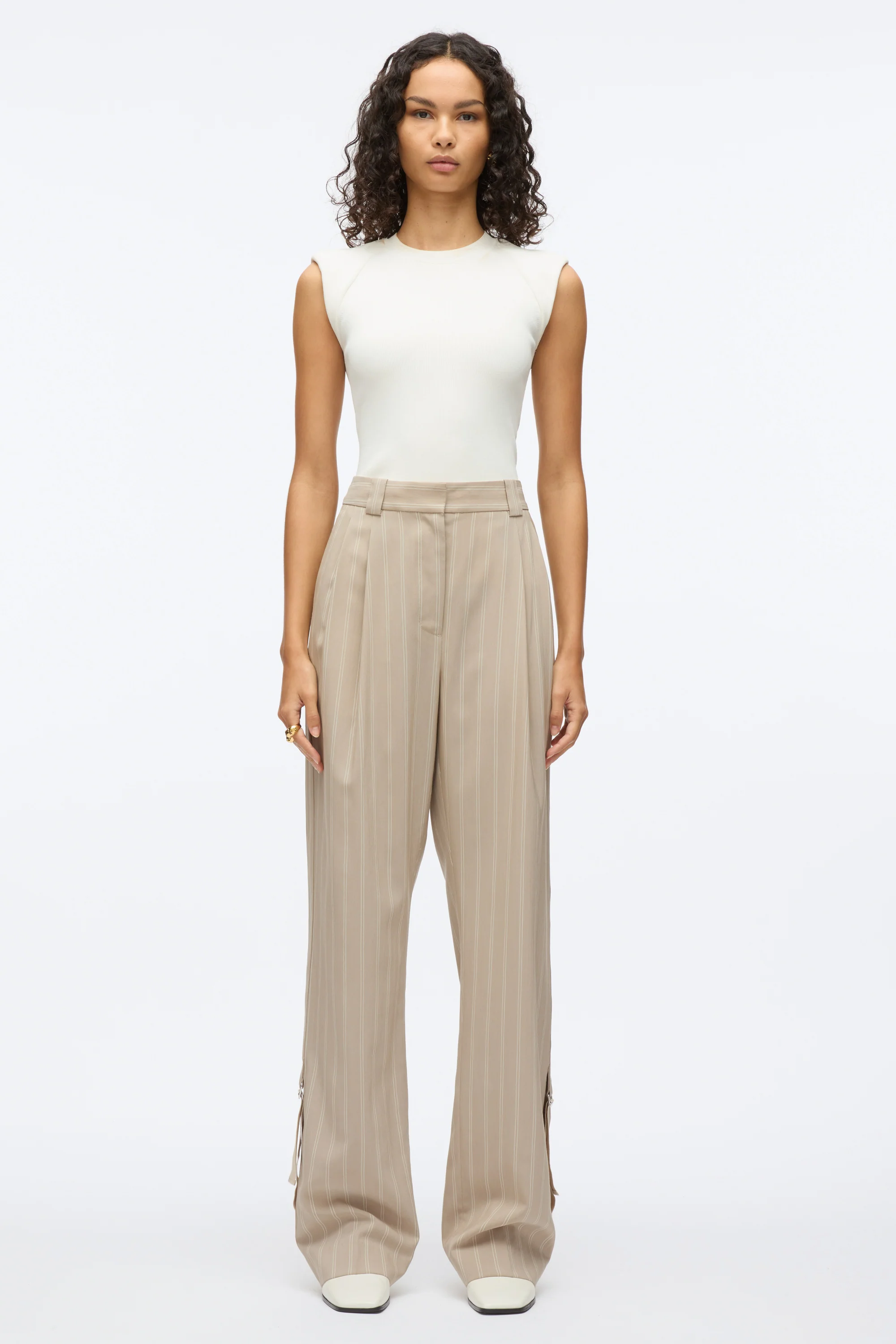 Fluid Pinstripe Single Pleat Pants - Image 3