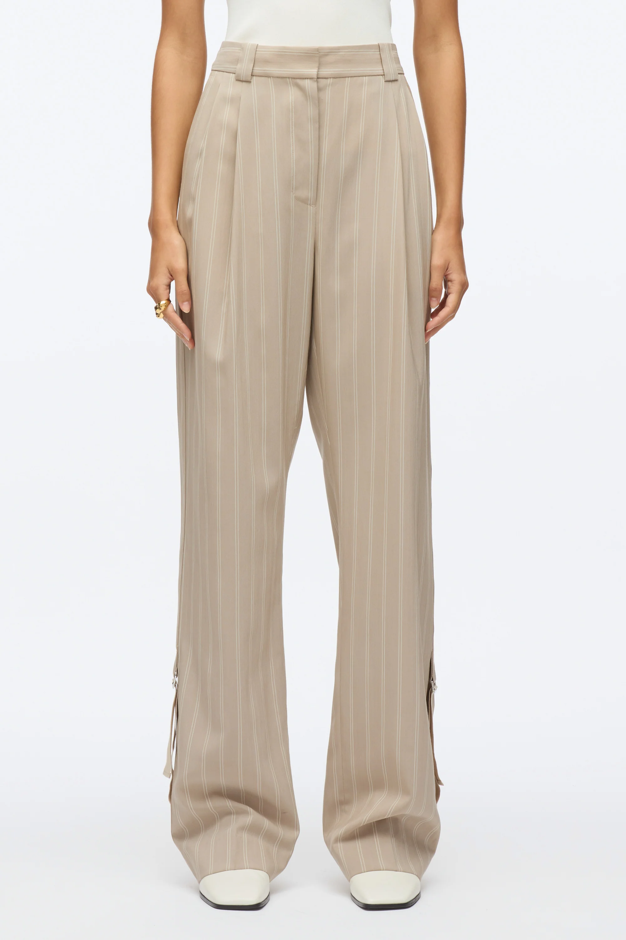 Fluid Pinstripe Single Pleat Pants - Image 4