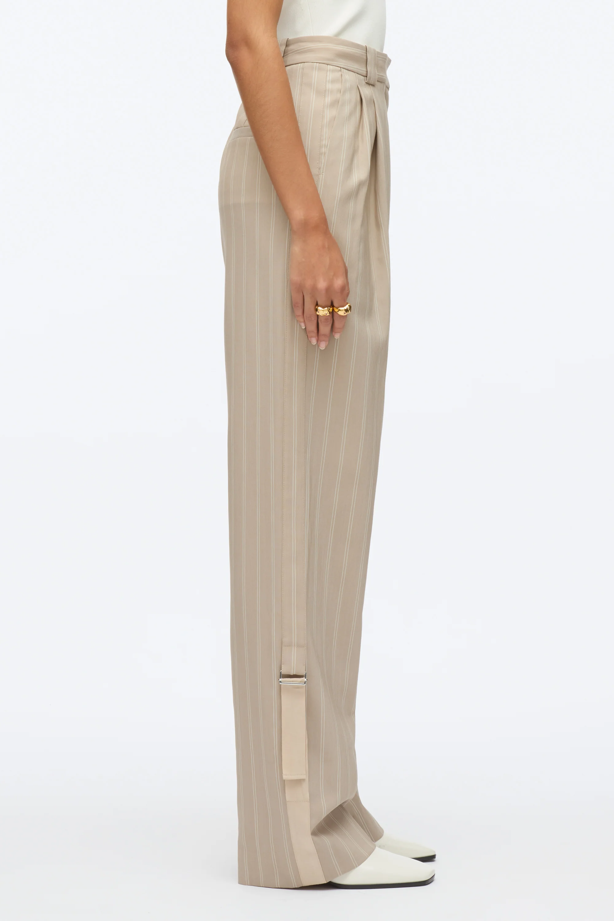 Fluid Pinstripe Single Pleat Pants - Image 5