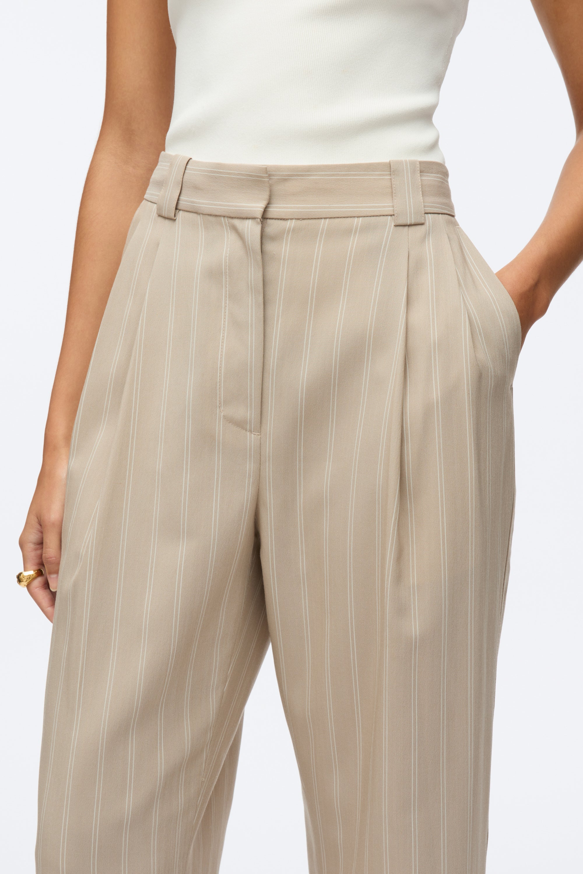 Fluid Pinstripe Single Pleat Pants - Image 7