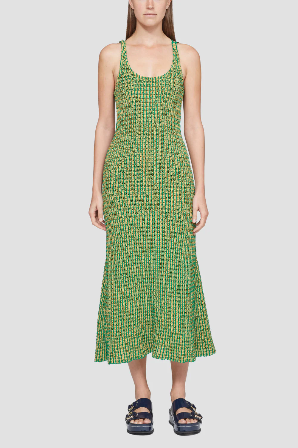 Sleeveless Cotton Blend U-Neck Knit Dress - Image 2