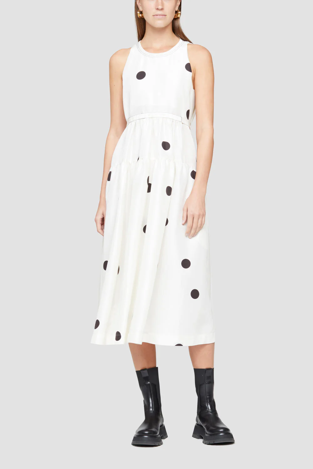 Sl Dot Print Belted Midi Dress - Image 3