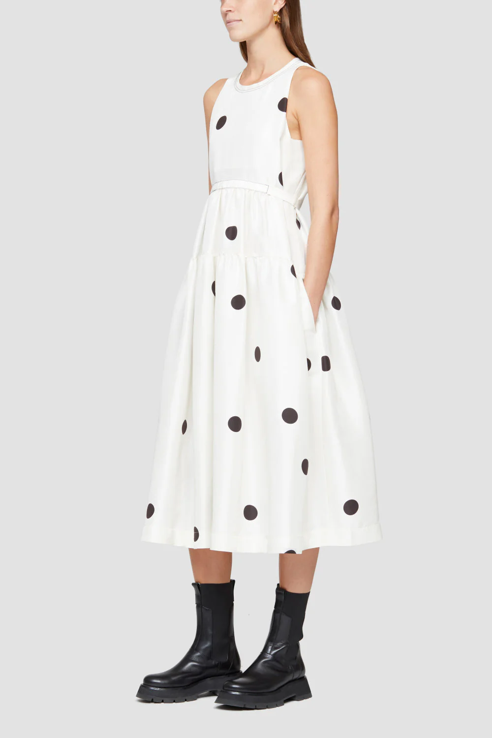 Sl Dot Print Belted Midi Dress - Image 4