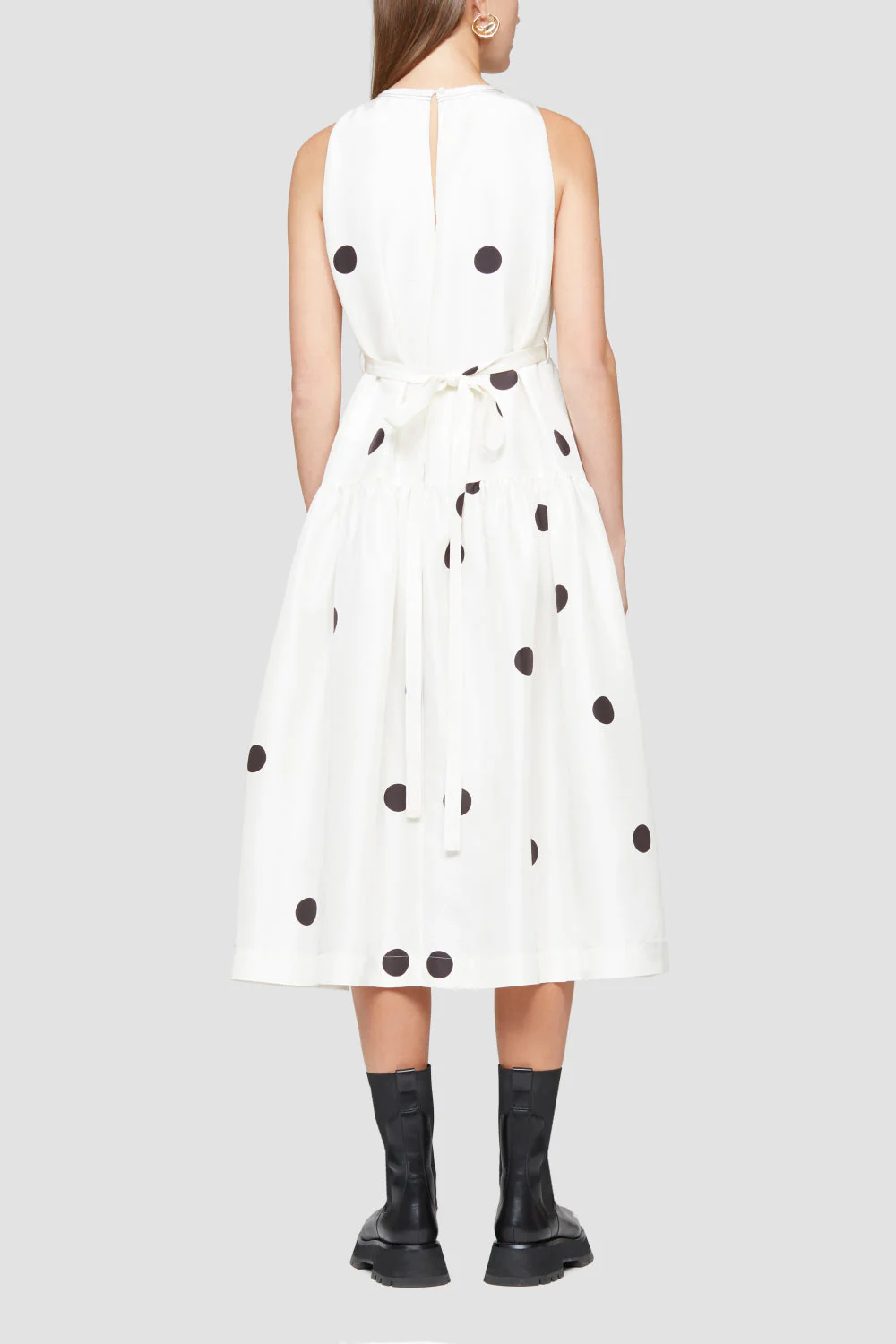 Sl Dot Print Belted Midi Dress - Image 5
